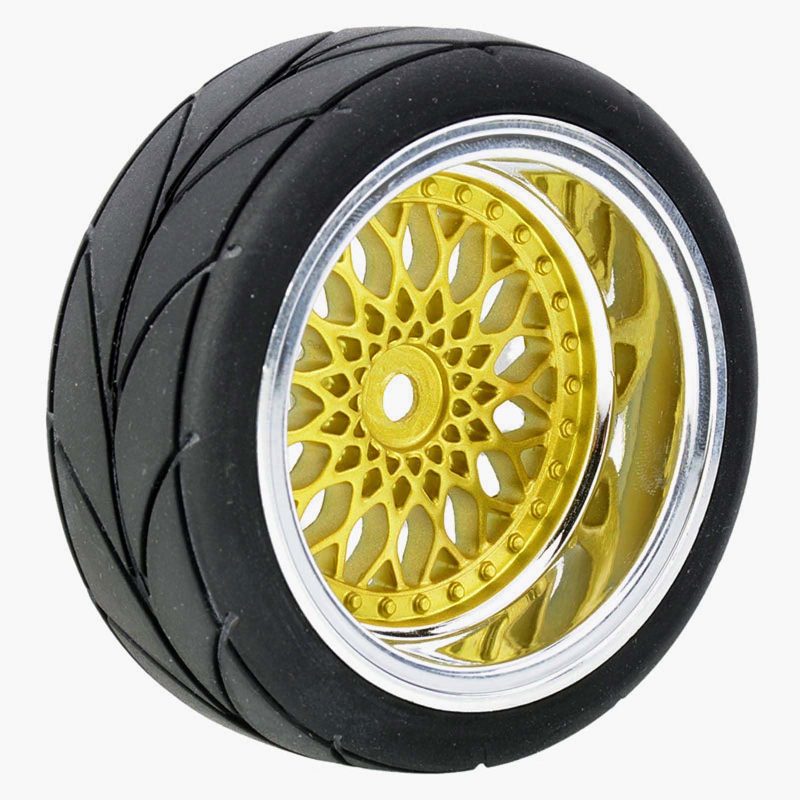 KEEDA RC Car 64 mm Rubber Tyres & 52 mm/2.05 Inch Plastic Rims Wheels for 1/10 RC On Road Touring Racing Drift Car (Offset Depth 9 mm - Image 2