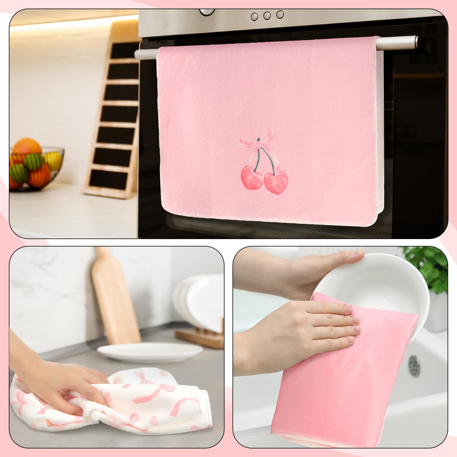 Asciugamano Da Cucina Coquette – Stile Western Con Fiocco Rosa, Fiori Blu E Stivali, 40x61 Cm