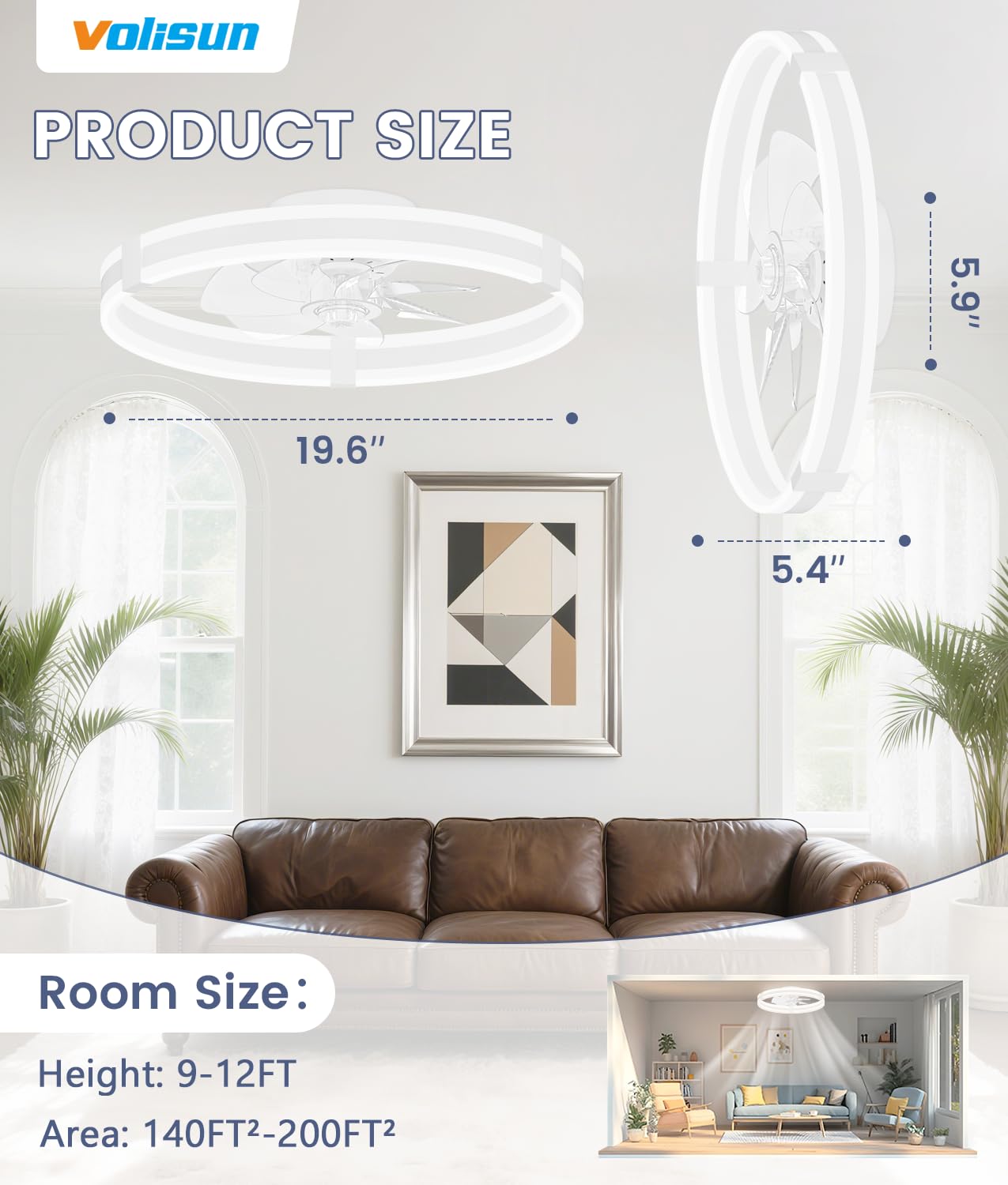 VOLISUN Ceiling Fan with Lights - Remote & App Control -2 VOLISUN Ceiling Fan with Lights - Remote & App Control -2