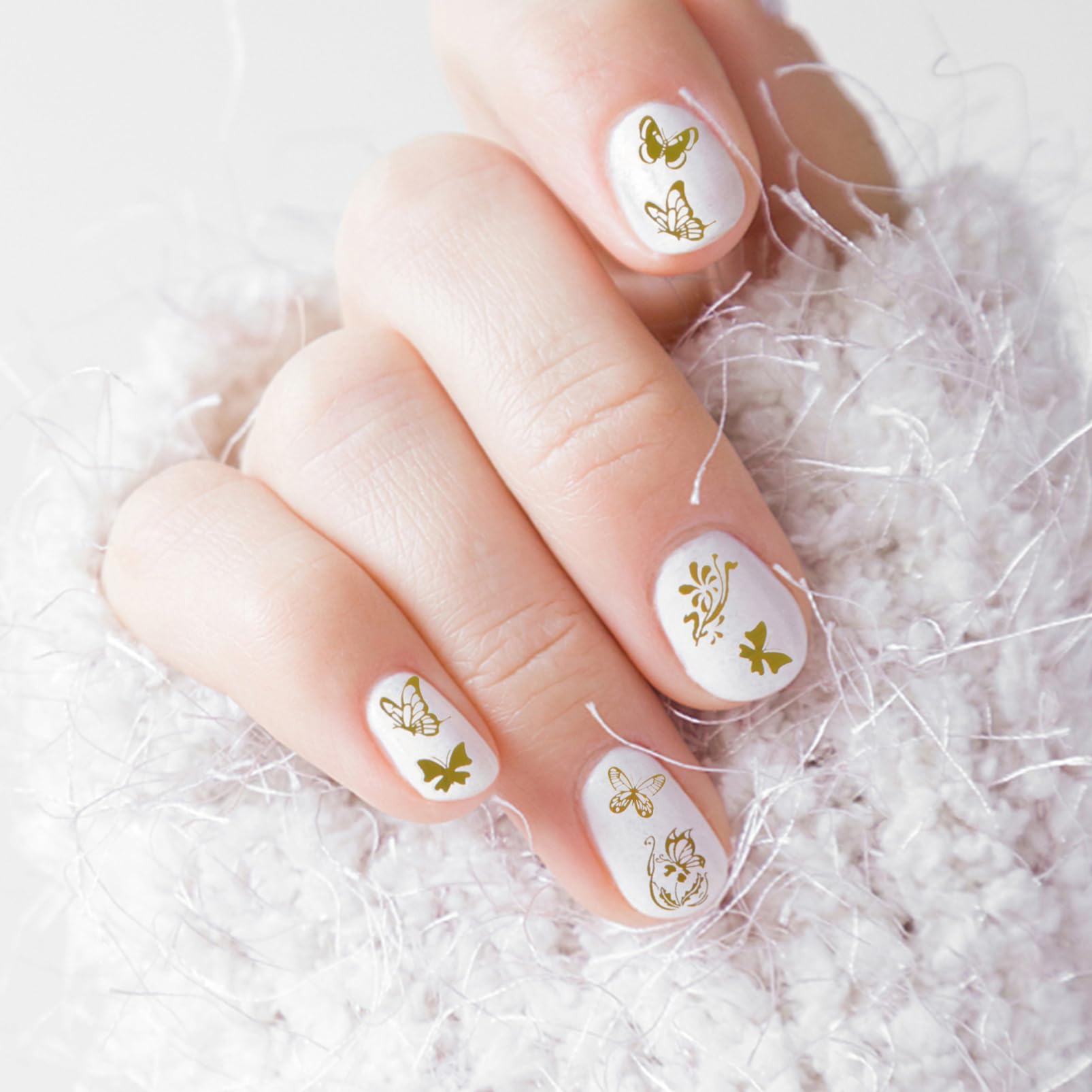 36fogli Adesivi Per Unghie Forma Di Farfalla Decorazioni e Argento Per Nail Art Adatti Per Unghie Naturali e Artificiale