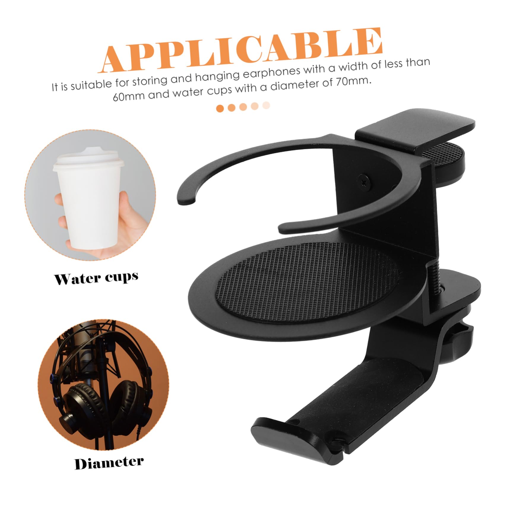 LABRIMP Soporte para Auriculares Abrazadera, Portavasos de Escritorio Ajustable, Aleación de Aluminio, 360° Giratorio, para Juegos de PC