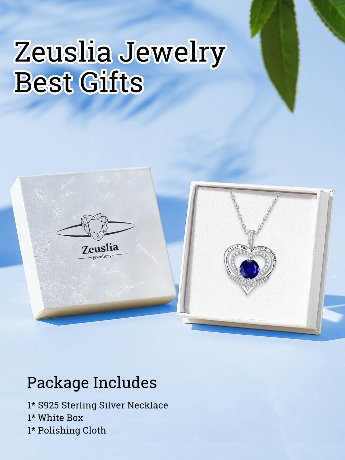 S925 Silber Halskette Damen, Ich Liebe Dich Immer und Ewig Schmuck, Mutter Mama Geburtstag Hochzeit Jahrestag Geschenk, Freundin Tochter Herz Kette mit Geburtsstein Anhänger