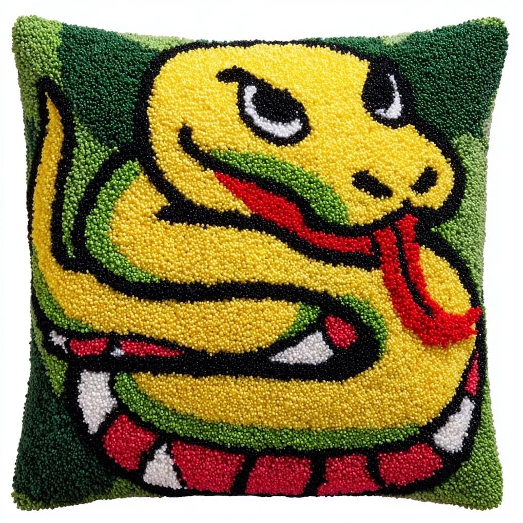 AxiangziK Latch Hook Crochet Cushion Kit,Animal Snake