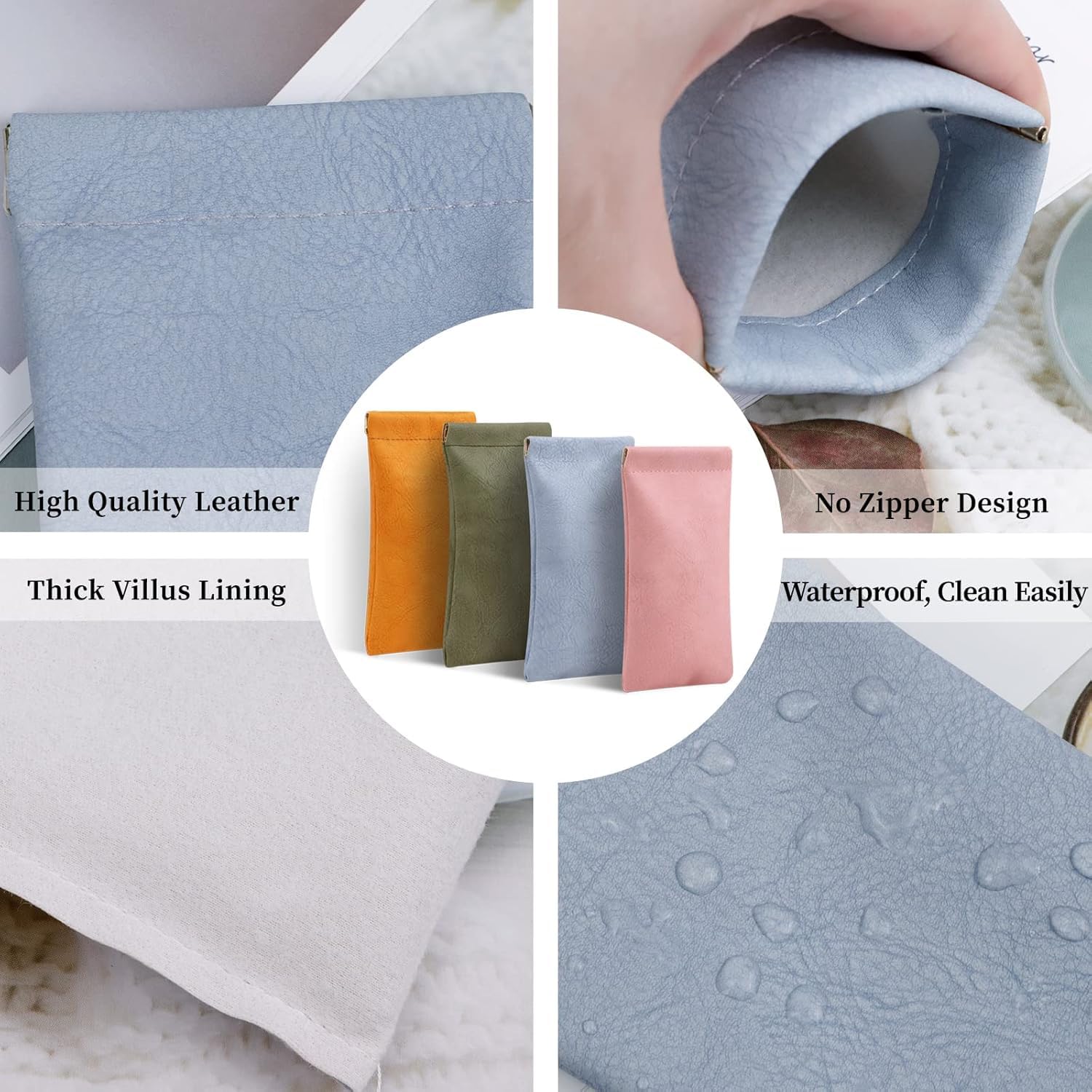 Cannagenix Small Makeup Bag Cosmetic Pouch, Mini Makeup Pouch Portable Purse Pouches for Inside Purse, Self Closing Pouches Purse Waterproof Cosmetic Bag for Cosmetics Jewellery Headphones (1) 3