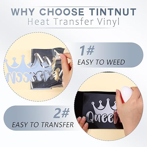 Miniatura 3 de Tintnut Rollo de vinilo de transferencia de calor gris metálico de 12 pulgadas x 6 pies, vinilo holográfico para planchar en camisetas, compatible