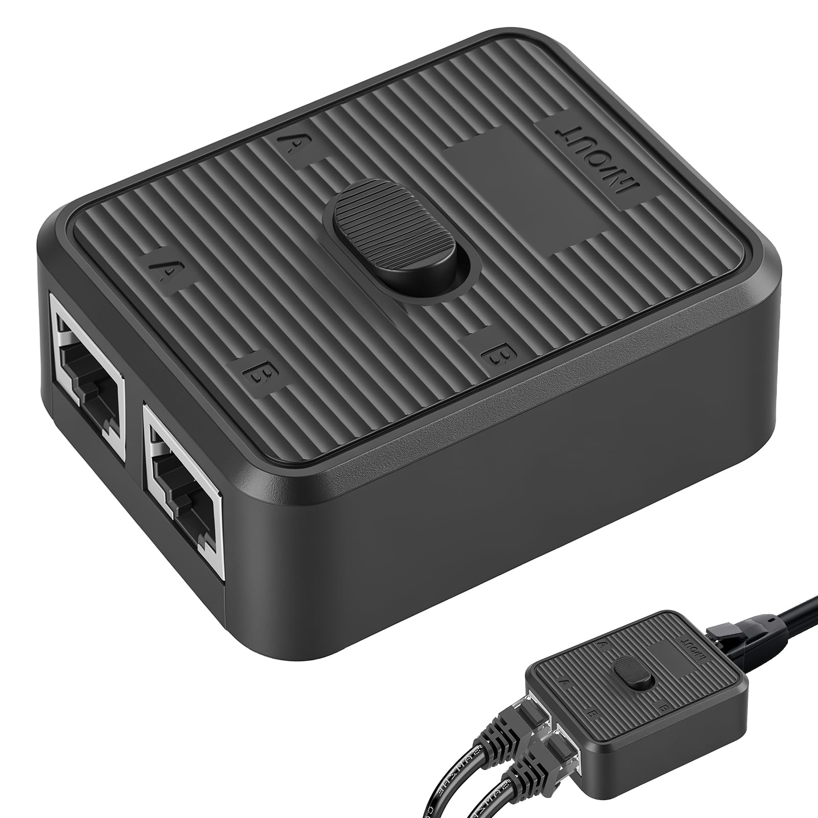 2 Port Switch, LAN Switch 2 Port 2-in-1-Out oder 1-in-2-Out RJ45 Netzwerk Umschalter Passiver Ethernet Switch 1000Mbps Mechanischem Schiebeschalter Kein Strom Erforderlich für Router PC Laptop TV Mehr