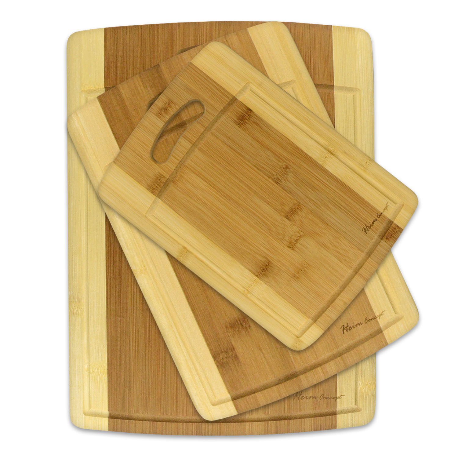Organic Bamboo Cutting Board 3PC Set, Heim Concept Various Convenient Sizes Eco- Friendly Bamboo Premium Wood Chopping Board With Drip Groove by Heim Concept