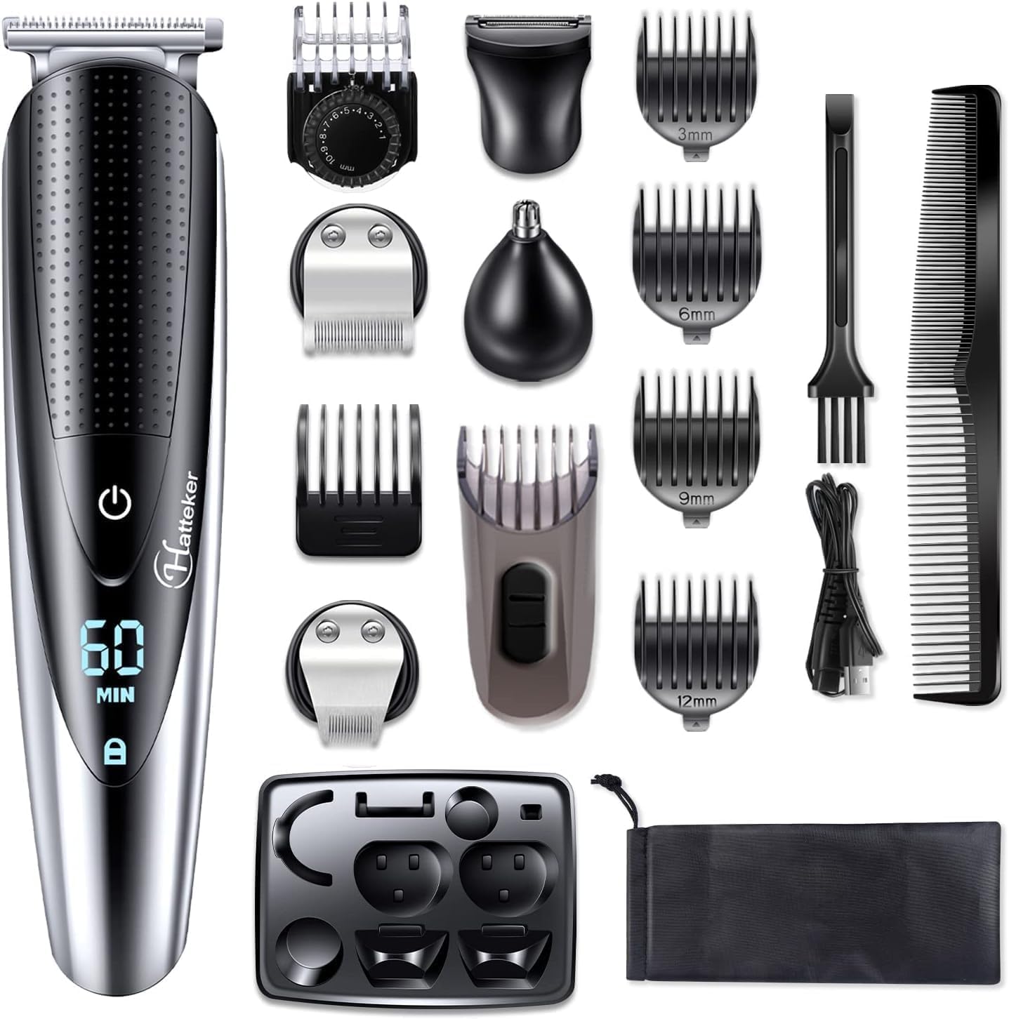 Hatteker Mens Beard Trimmer Grooming kit Hair Trimmer Mustache Trimmer Body Groomer for Nose Ear Facial Hair Cordless Waterproof 5 in 1 Hatteker Mens Beard Trimmer Grooming kit Hair Trimmer Mustache Trimmer Body Groomer for Nose Ear Facial Hair Cordless Waterproof 5 in 1