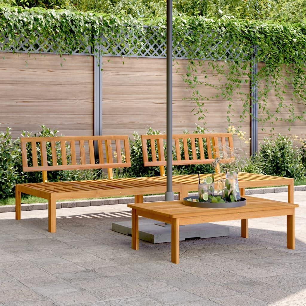 Set di 2 divani centrali da giardino in pallet, in legno massello di acacia oliato, 120 x 92 x 69 cm, divano modulare da esterno per terrazza e balcone, divano robusto