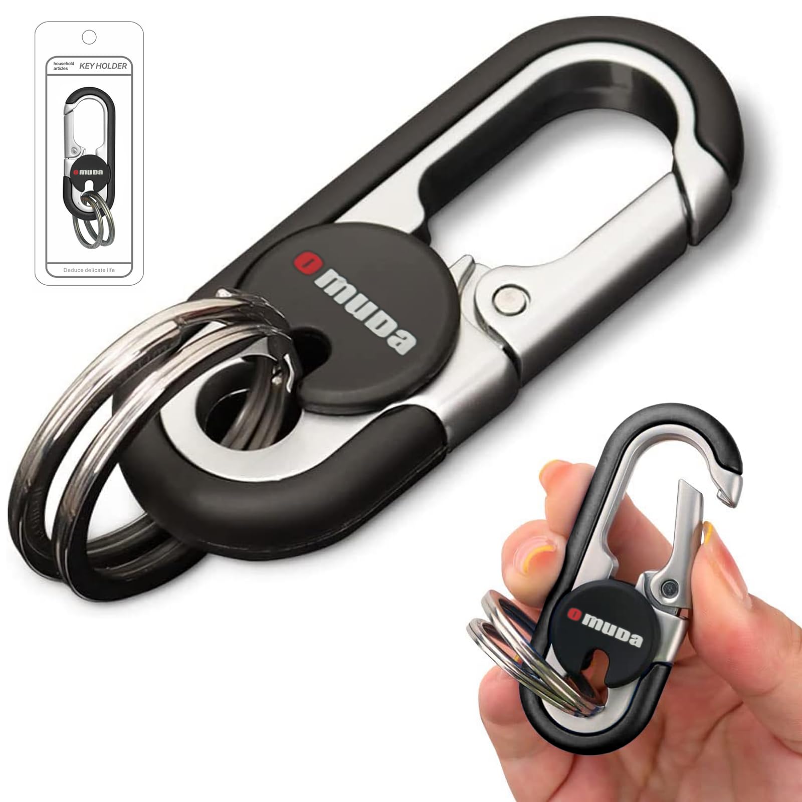 QitiieliMen's Car Key Chain, Personalized Creative Stainless Steel Car Keychain for Men, Anti-Loss Heavy Duty Metal Key Ring