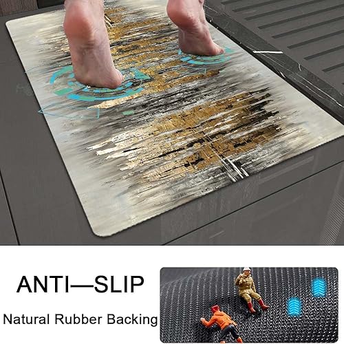 Miniatura 5 de ZHUZHISHAN Alfombra de baño, color gris y dorado, antideslizante, de secado rápido, súper absorbente, delgada, para debajo de la puerta, fácil de