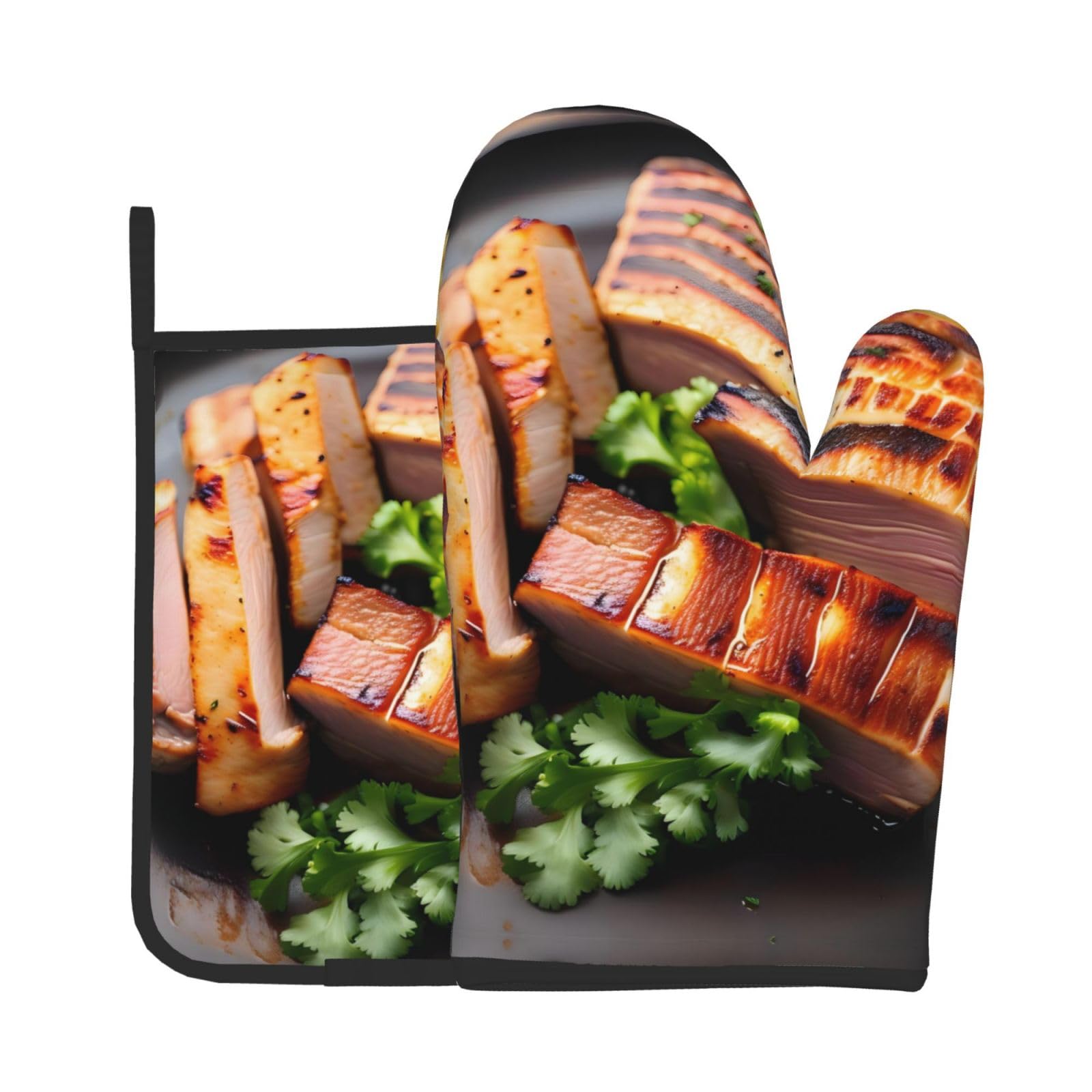 Oven Mitts and Potholders Set of 2 for Kitchen Baking Cooking GrayGolden Roast Thick and Durable