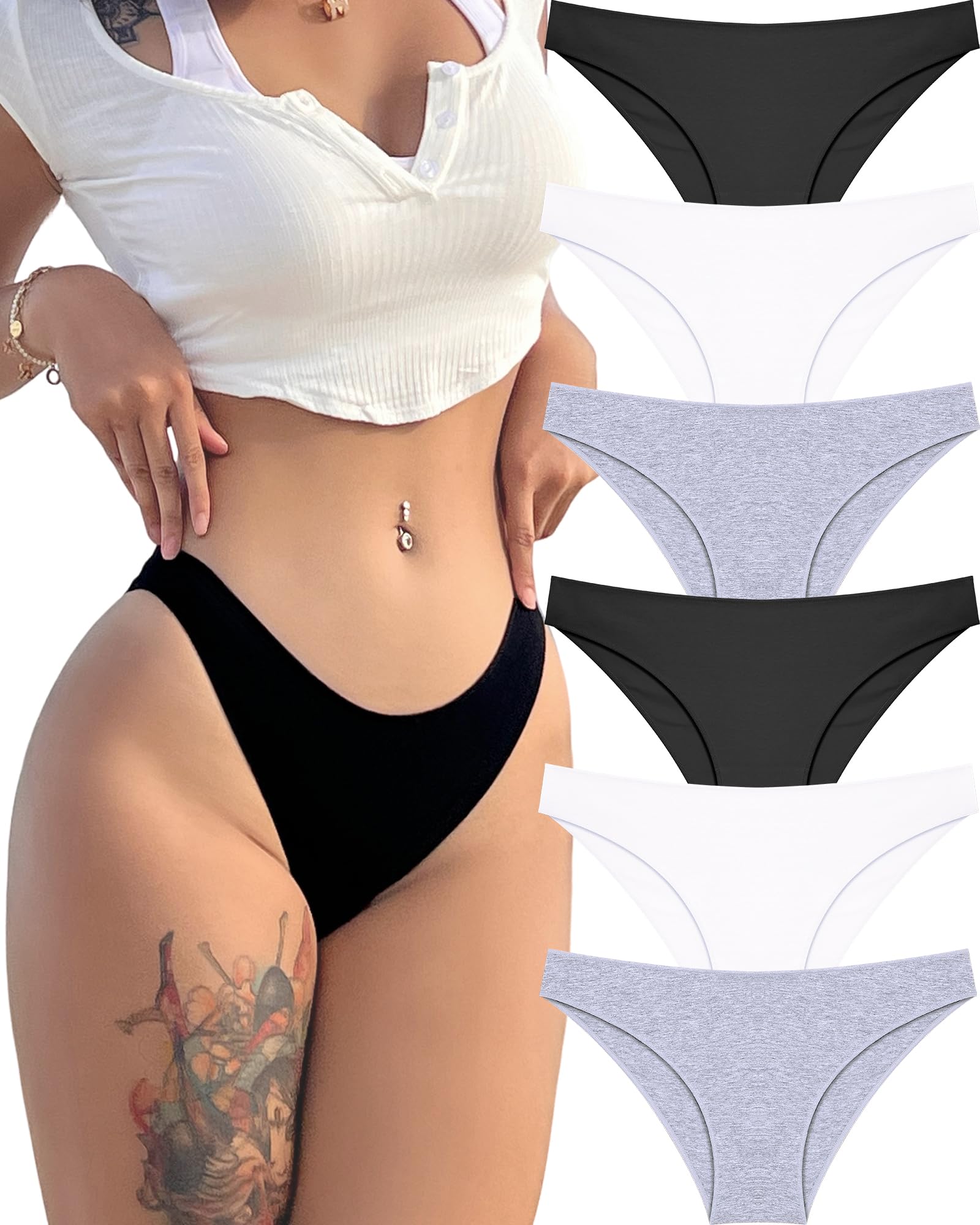 ALL OF ME 6 Pacchetti di Mutande Donna Cotone Intimo Set Mutandine Cotone Scivola Multipack Hipster Traspirante S-XL