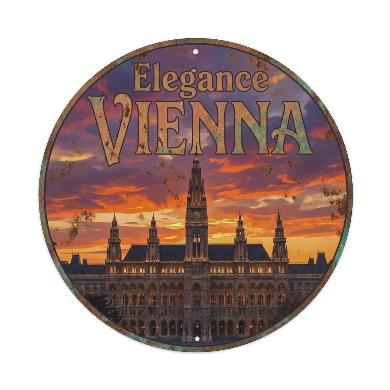 Yrnq 8X8inch Vintage Style Vintage Travel Vienna Austria Symbol Metal Tin Sign