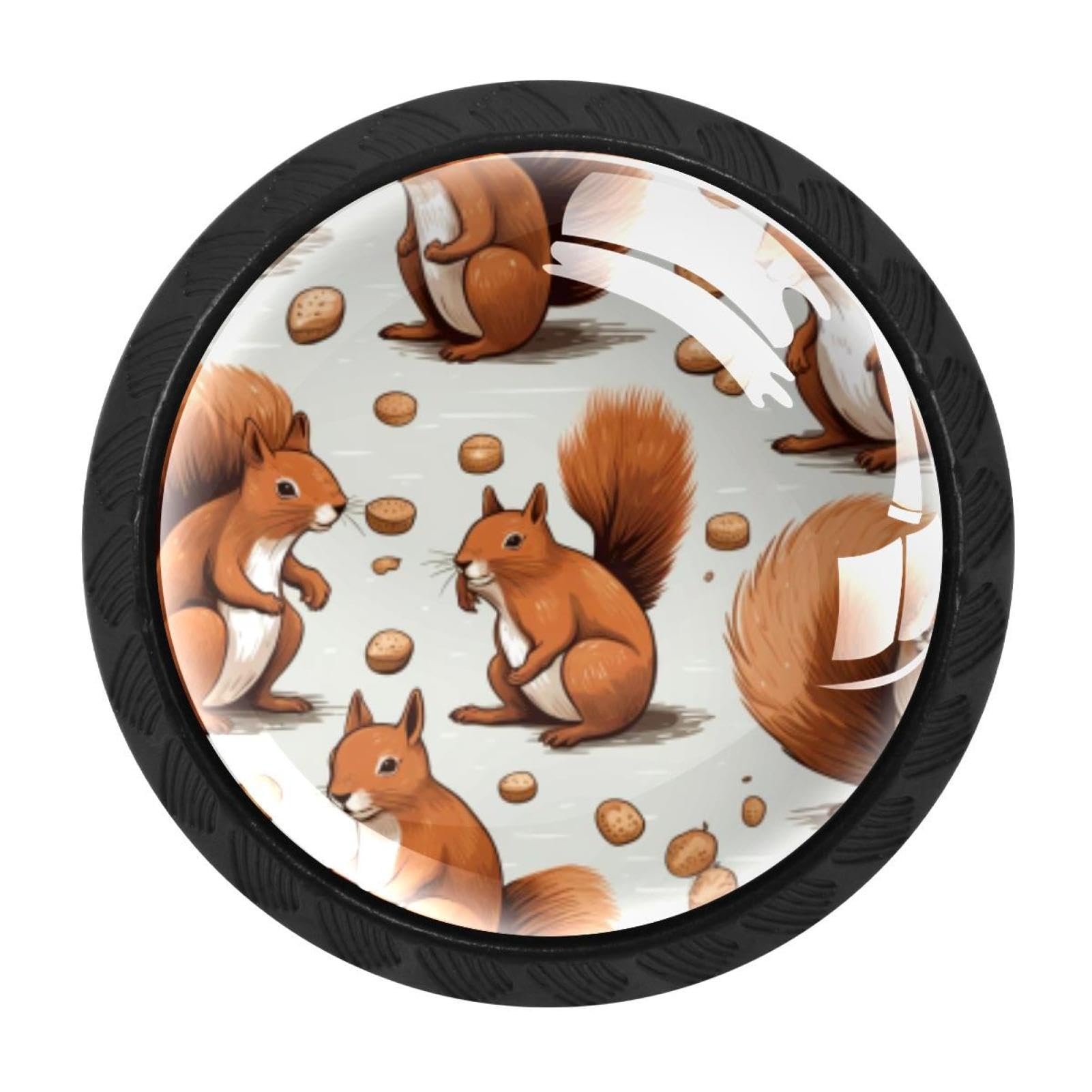 Chenzzzz Multicolored 03 4 Pieces Round Cabinet Knobs Rustic Dresser Knobs, Drawer Cupboard Wardrobe Cabinet Pulls Handles Hardware For Home Kitchen Furniture, Squirrel