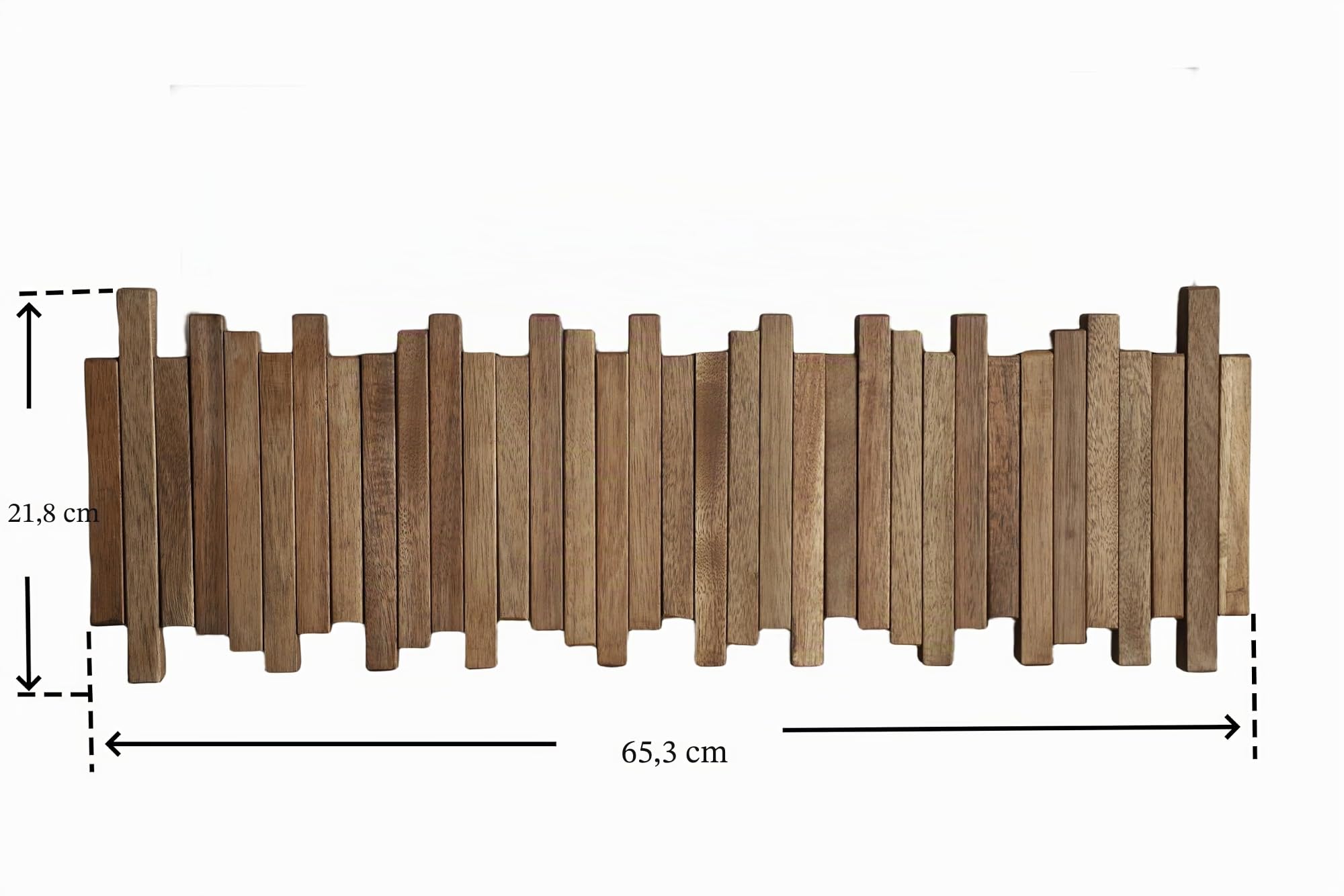 Perchero de madera de acacia natural para montar en la pared | Perchero de pared abatible con 7 ganchos | Gancho de pared para entrada, color marrón claro con cera de aceite