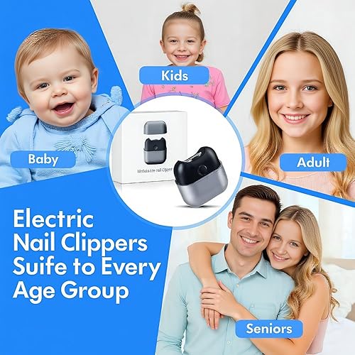 Miniatura 8 de Mini cortaúñas eléctrico para dedos de los pies y los dedos, recortador de uñas automático recargable con cabeza de alta precisión para niños,