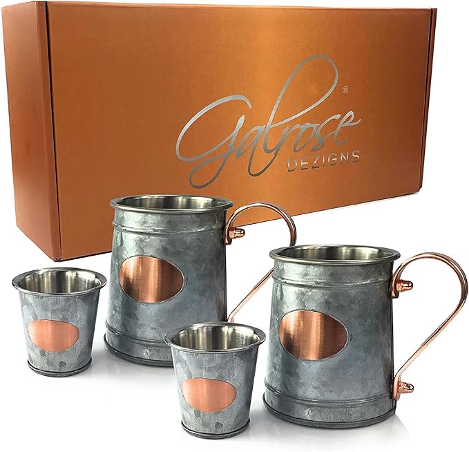 Galrose Galvanized Iron Beer Stein Rose Gold Plaque 16