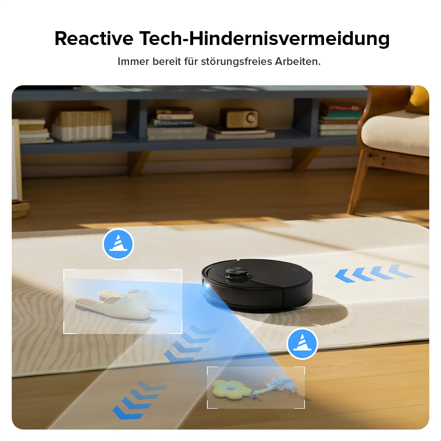 roborock Q10 S5 Saugroboter mit Wischfunktion, 10.000 Pa HyperForce Saugkraft, Dual Anti-Tangle System, Auto Lifting Mopping, Ideal für Tierhaare, Teppiche, Hartböden (Schwarz)