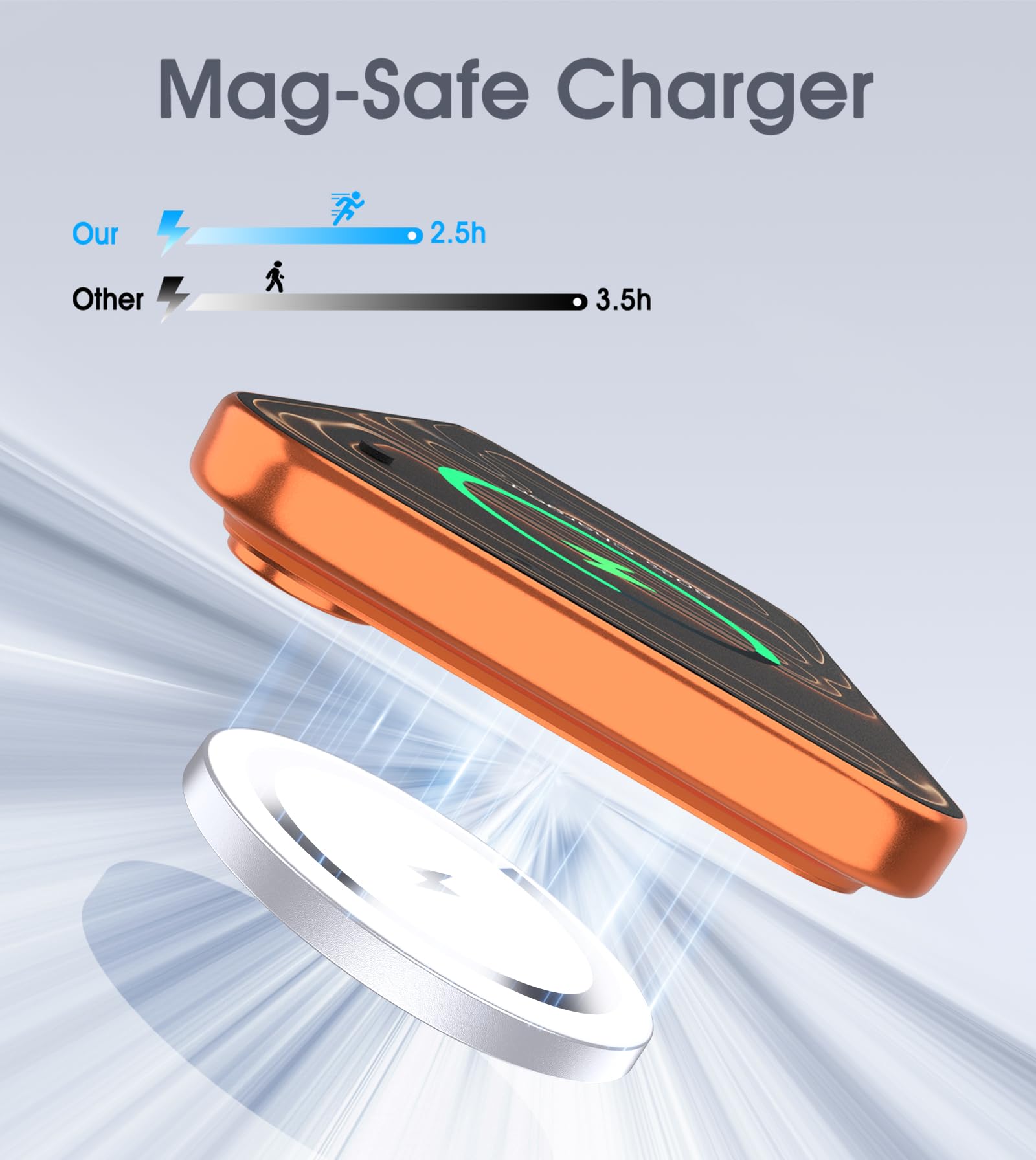 WRVVR - Bezprzewodowa ładowarka magnetyczna do iPhone'a 15, 14, 13, 12, Pro Max Plus, mini, 15 W, podkładka do szybkiego ładowania, do Airpods 3/2/Pro, silny magnes, kolor srebrny