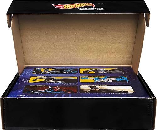Miniatura 5 de Hot Wheels Paquete de 6 autos de juguete, juego de 6 vehículos de personajes de Batman a escala 1:64, inspirados en varios personajes (los estilos