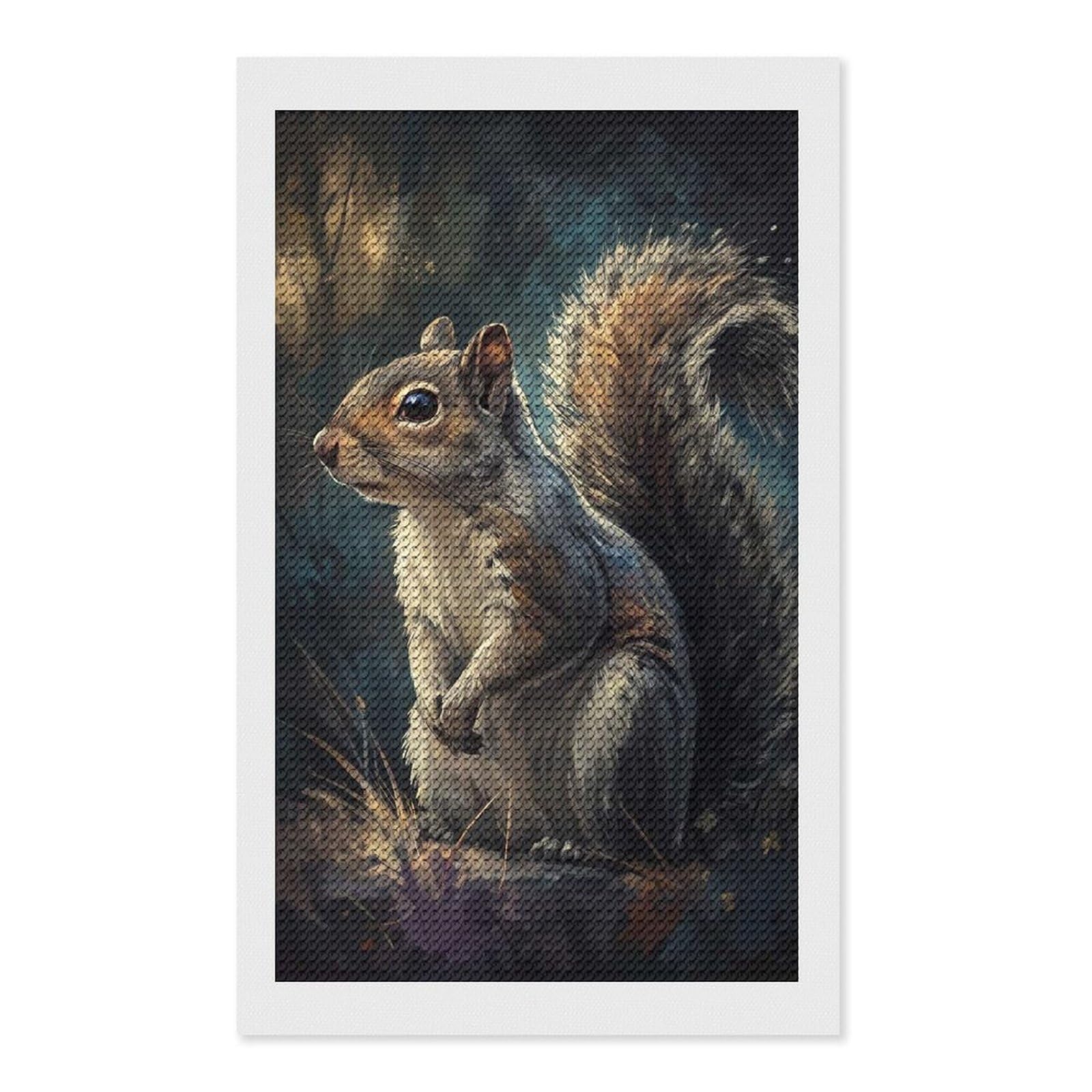 Junmoney Painting of A Squirrel in Nature Diamond Painting Canvas Set 12"x20", Full Kit Included, Calming Craft to Unwind, Farmhouse Decor, Christmas Gift