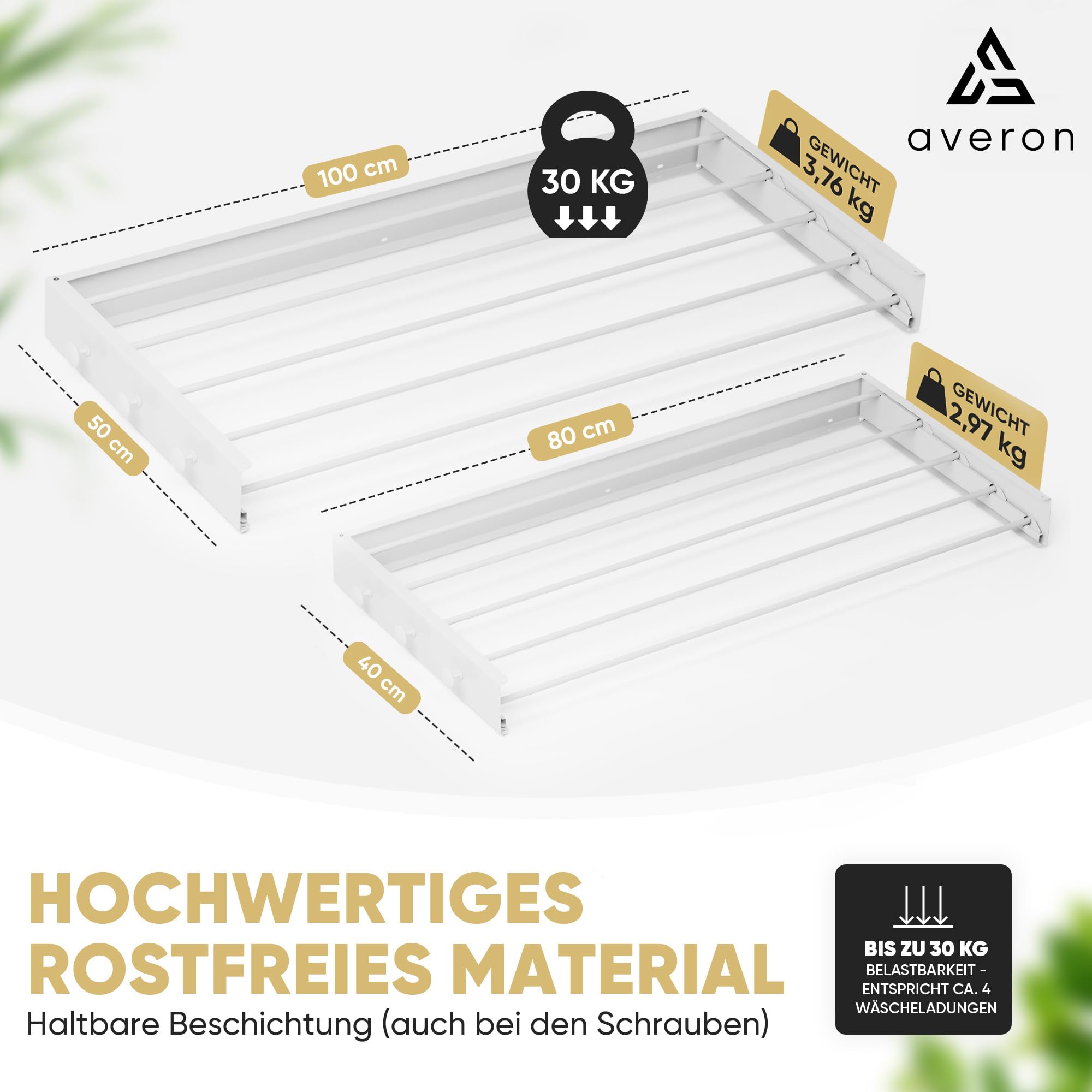 averon Wäscheständer Wandmontage, Wäscheständer Wand, Wandwäschetrockner, Wäschetrockner Wand, Wandtrockner Ausziehbar, Wäscheständer,Wäscheleine