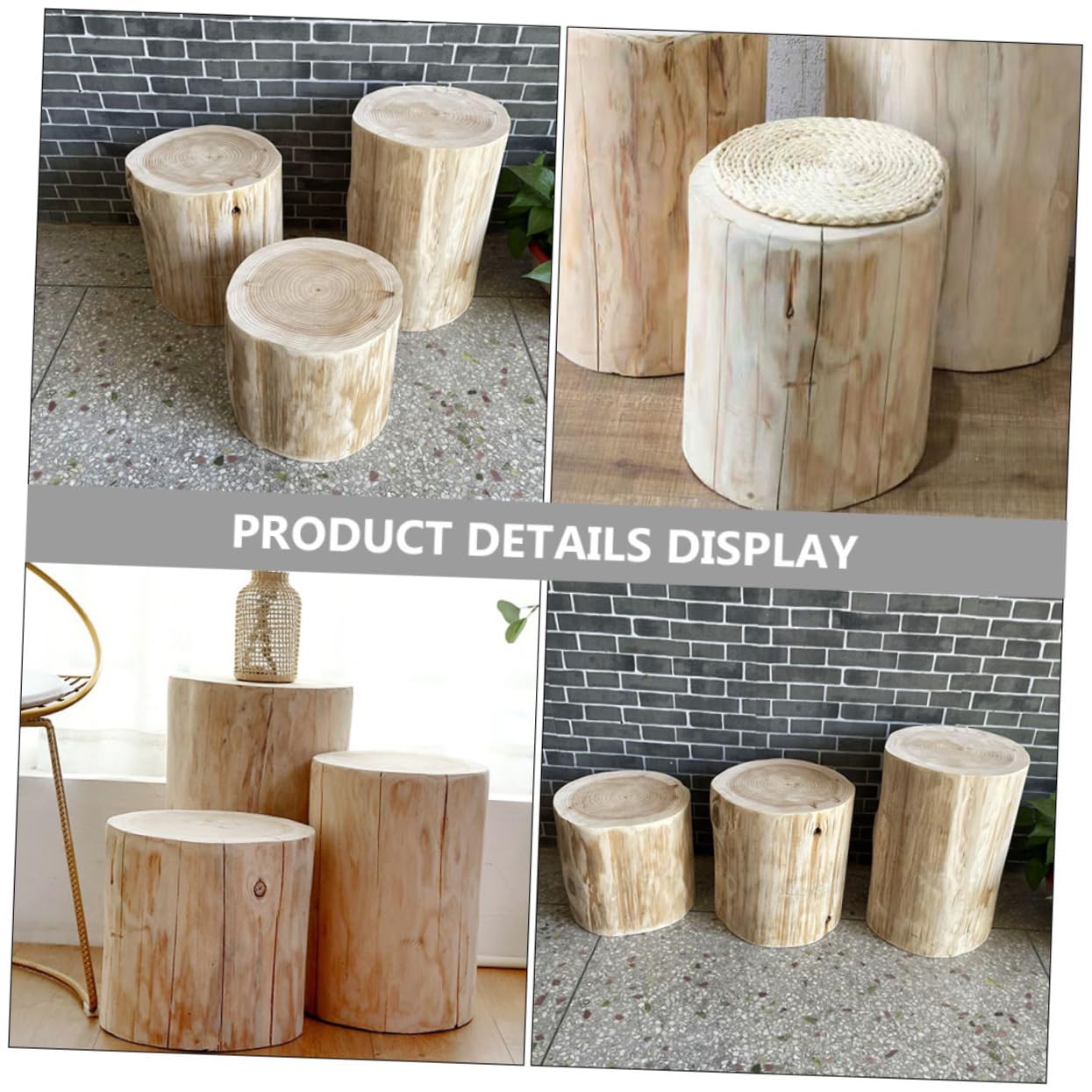 BESPORTBLE Taburete De Madera Maciza Asiento Multifuncional para Interior Decoración Rústica De Árbol Estable y Resistente