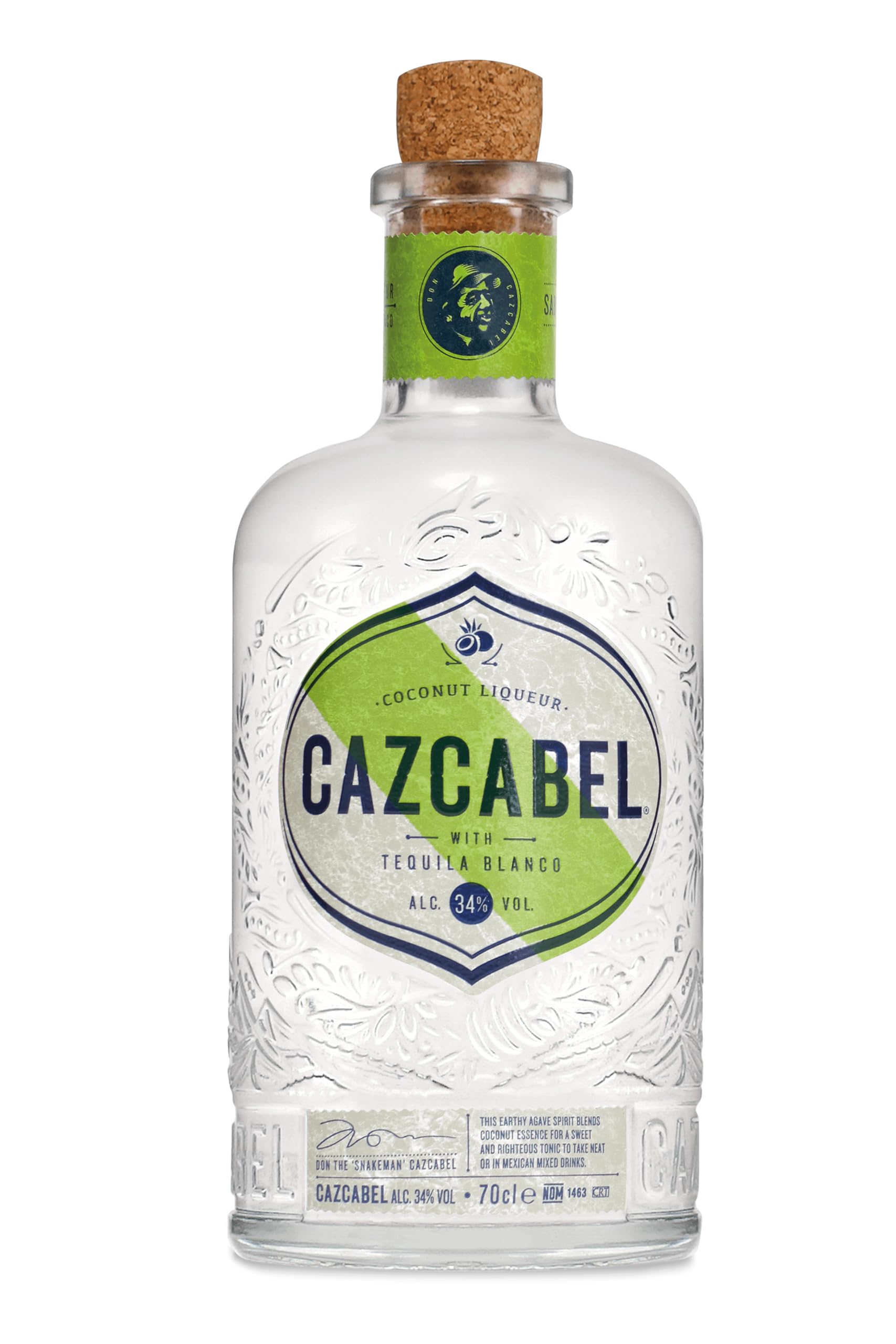 Cazcabel Coconut Tequila Liqueur, Made with 100% Blue Weber Agave & Mexican Coconuts, 70cl, 34% ABV, Perfect for Cocktails & Shots