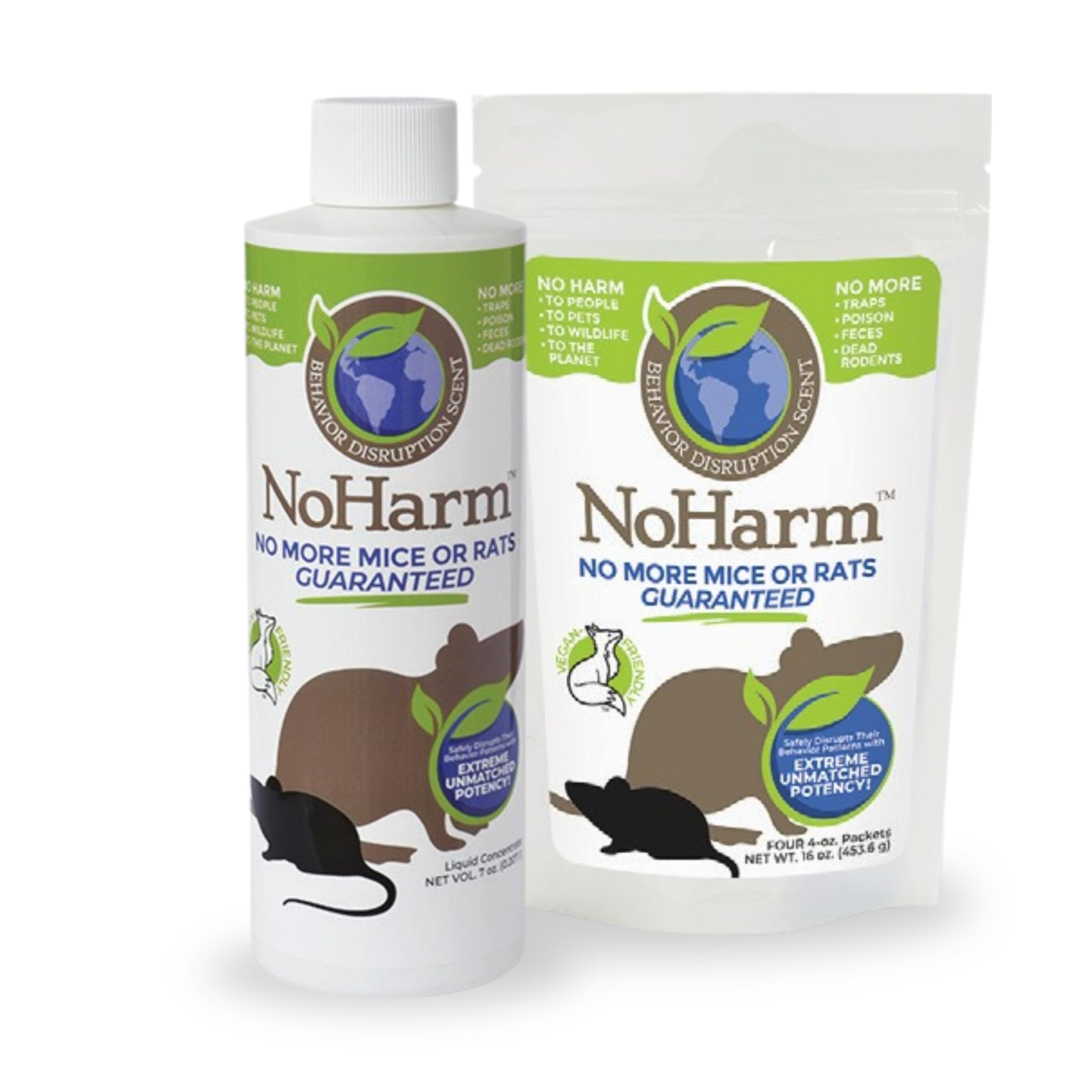 NoHarm Rodent Control | Smarter Than Repellents | Blocks Scent-Trails | Disrupts Mice and Rats Safely | Packets and Liquid