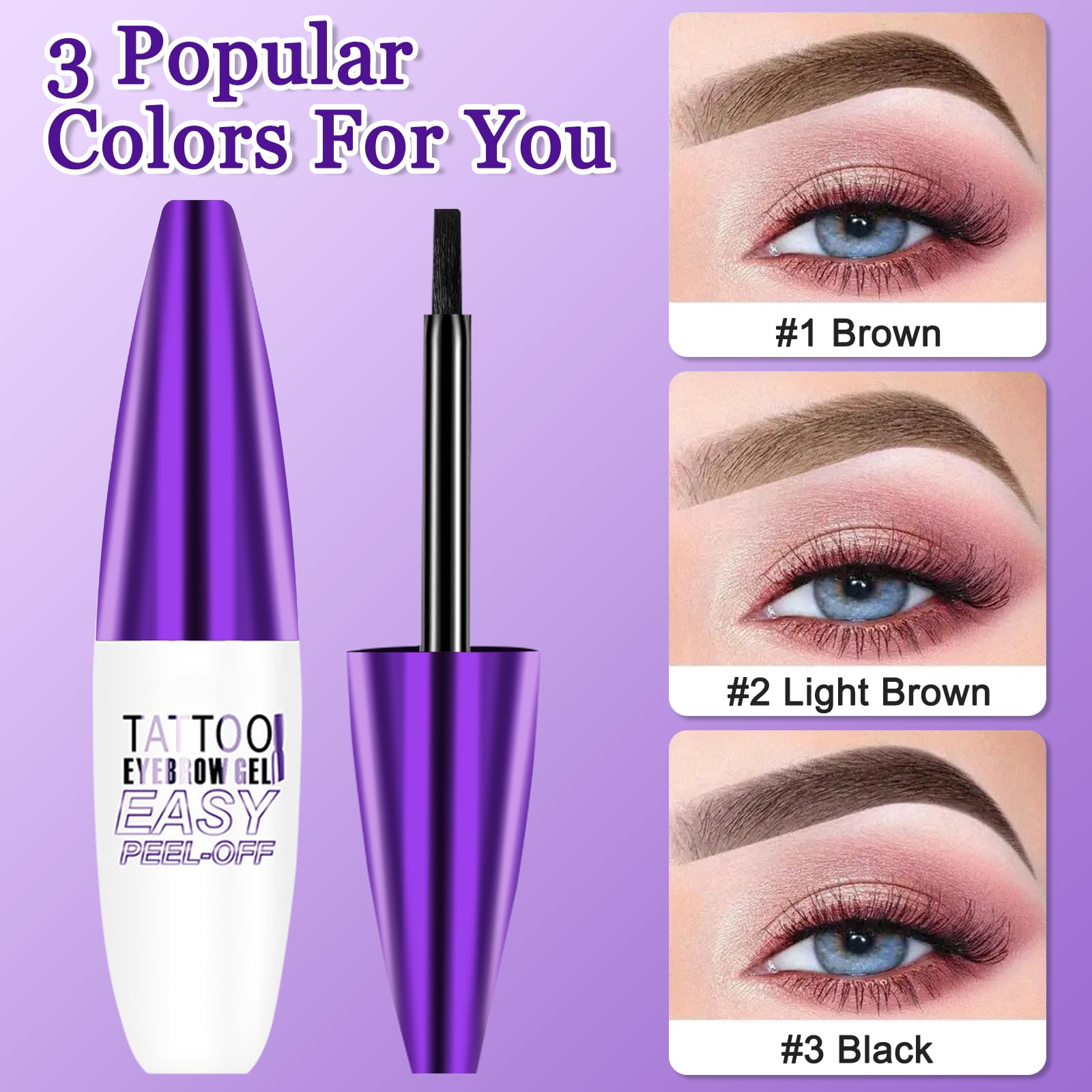 Eyebrow Tint Tattoo Peel Off Gel, Waterproof Long-lasting Brown Brow Tint Colours, Semi-Permanent Eyebrow Dye - Image 2