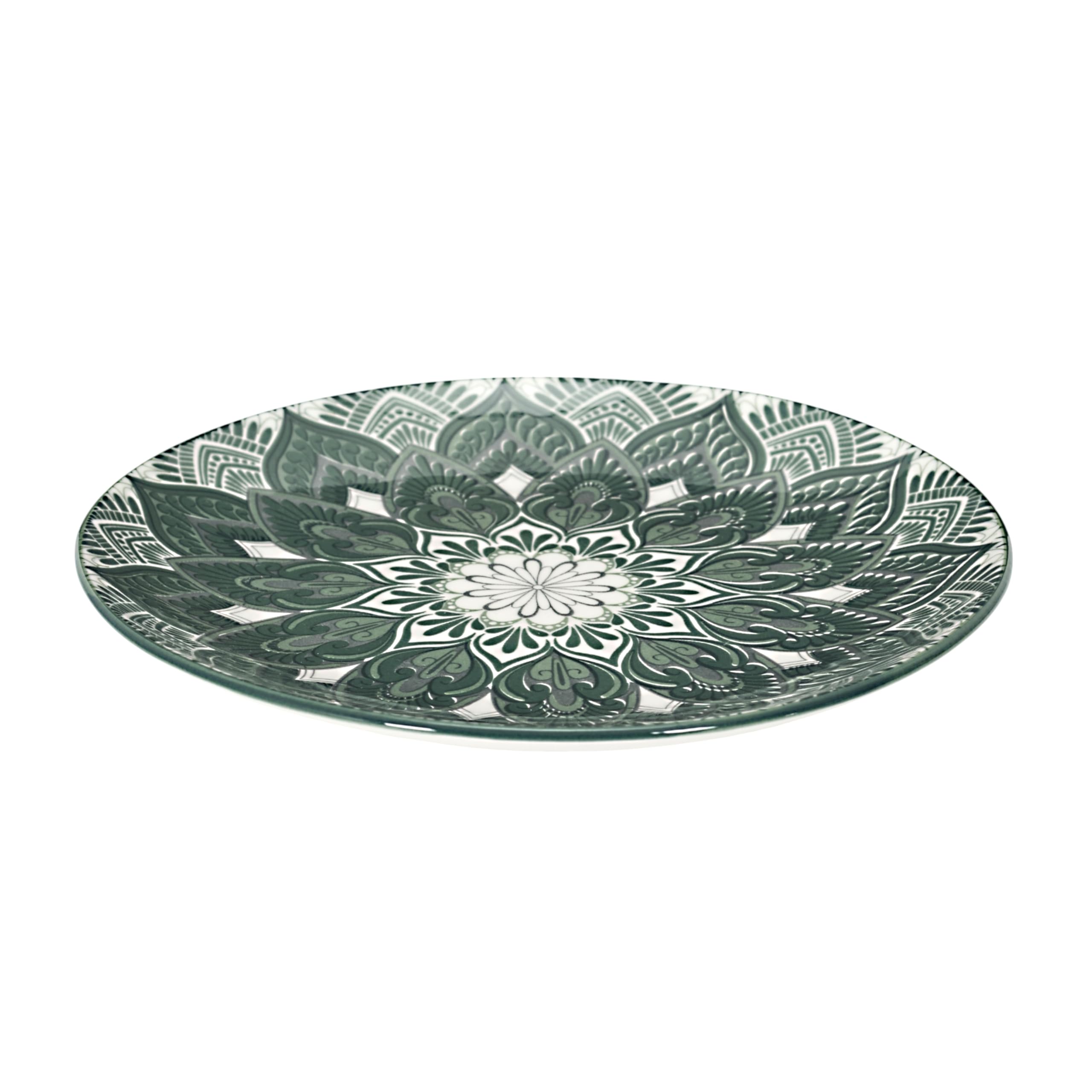 HOME DECO FACTORY - KA0665, Juego de Vajilla 12 Piezas Mandala Verde, Diseño Elegante y Duradero, Todas Las Ocasiones, Fácil de Mantener, Tamaño: 12 Piezas, Color: Verde
