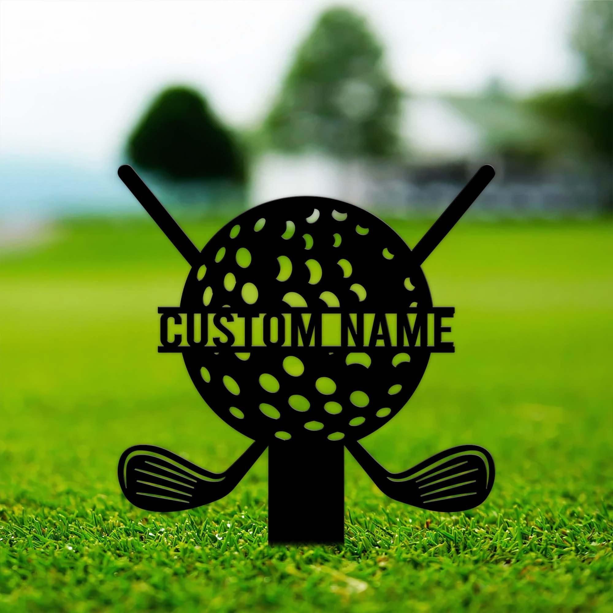 Custom Golf Memorial Metal Stake Golfer Loss Sympathy Sign Grave Marker Remembrance Stake Memorial Garden Decor Outdoor Sign Memorial Plaque Bereavement Gifts Engraved Plaques