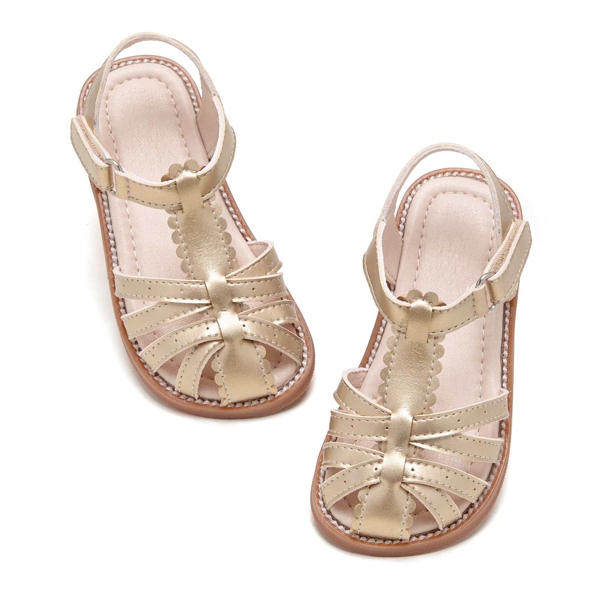 Kiderence Toddler Flower Girl Sandals Close Toe Dress Shoes Wedding Party | Hook and Loop,Non Slip Lightweight Sandals for Beach,Water Play and Daily Wear