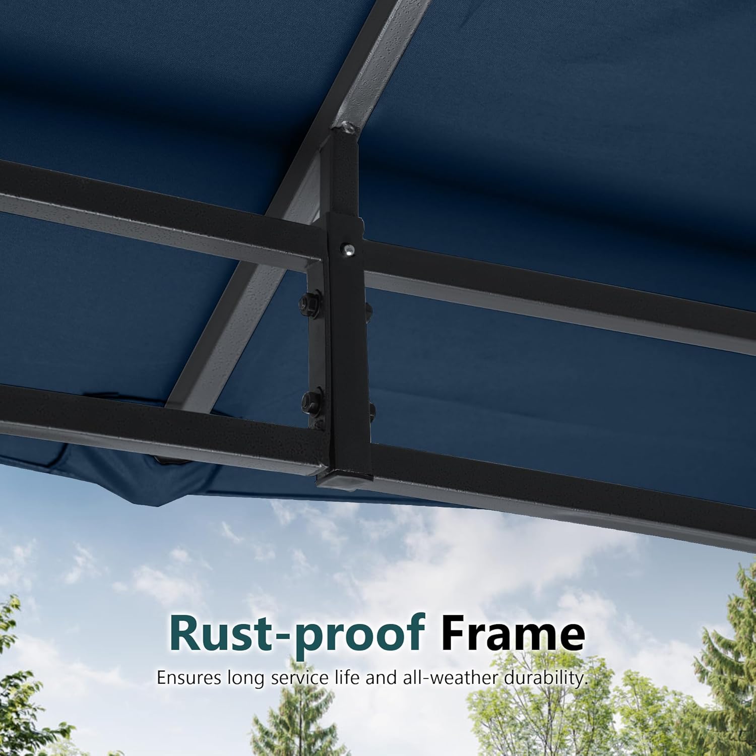 MASTERCANOPY Outdoor Garden Gazebo for Patios with Stable Steel Frame and Netting Walls (9x9,Navy Blue)