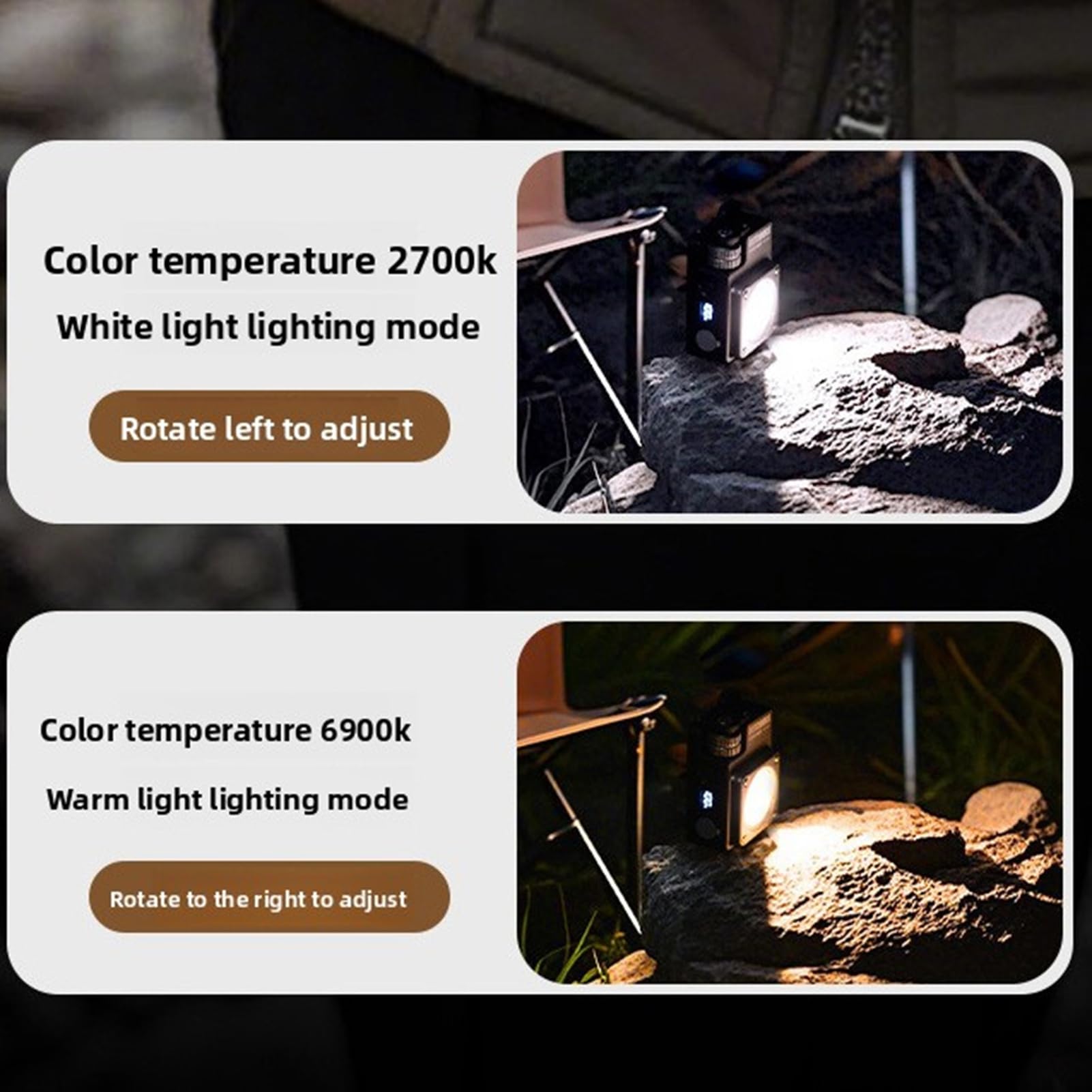 Campingleuchten, 3500 Lm LED-Laterne und Taschenlampe mit Wiederaufladbarem 3000-mAh-Akku, Einstellbare Helligkeit für Camping, Wandern, Notstromausfall (BLACK)