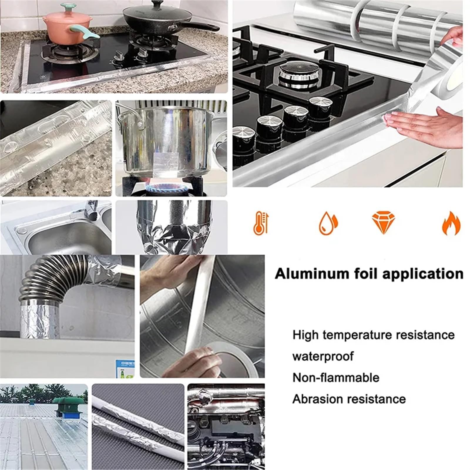 Taśma z folii aluminiowej 30 mm x 5 m do uszczelniania kanałów HVAC