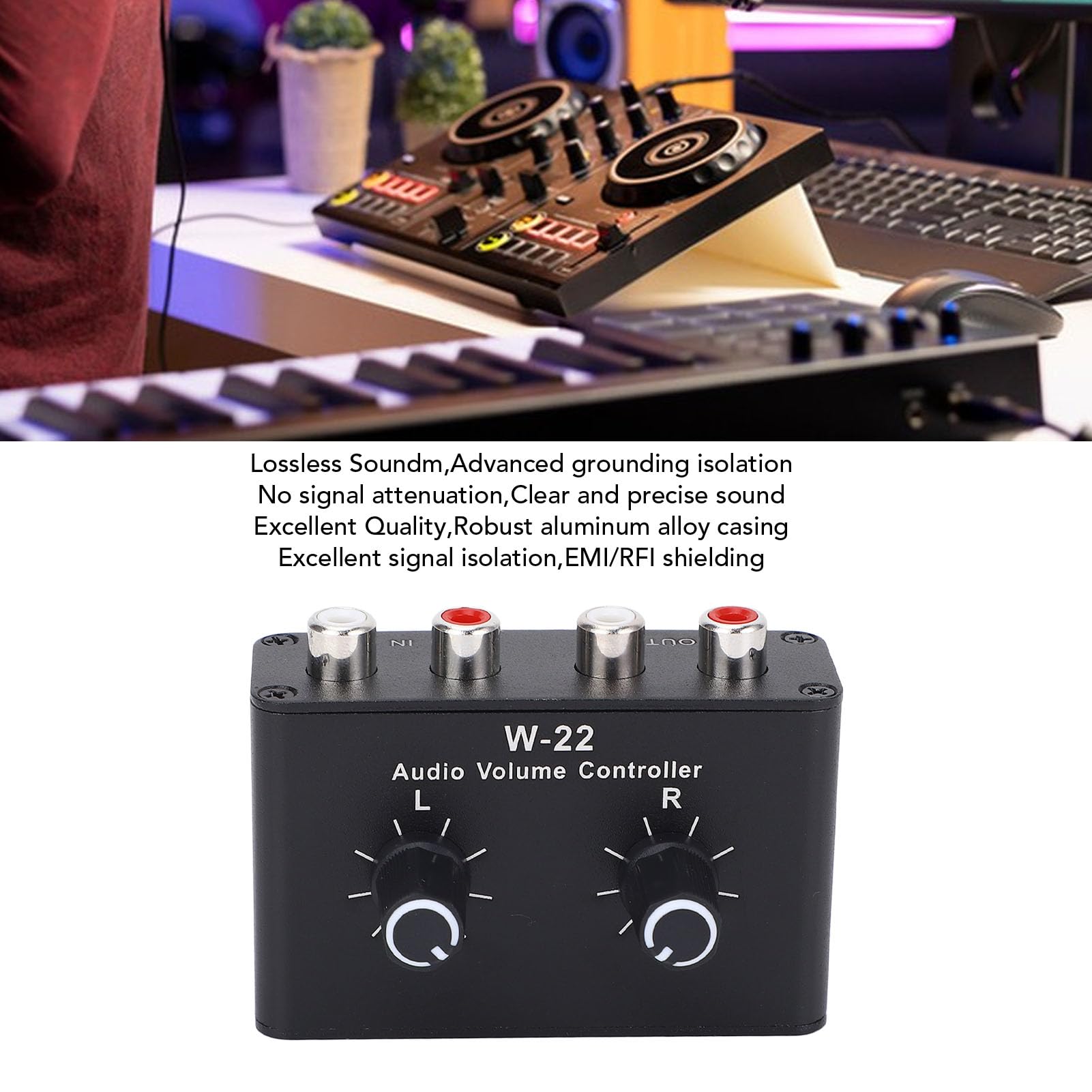 3.5mm Audio with line Volume Controller, Audio Selector Switcher Passive Speaker Headphone Manual Selector Splitter Box