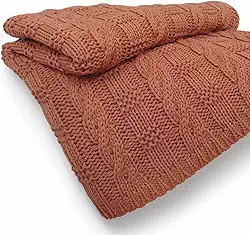 Manta de Tricô Para Sofá Poltrona Cobertor Cama Malha Encorpada 150x90cm Usufruto Decoração Sala d05 (Terracota Matte)