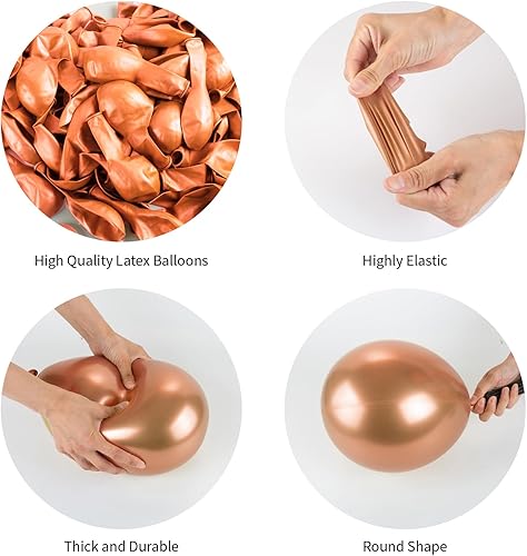 Miniatura 3 de Globos de color oro rosa, 140 globos metálicos de oro rosa de 18, 12, 10, 5 pulgadas, paquete de diferentes tamaños, globos de látex de fiesta para