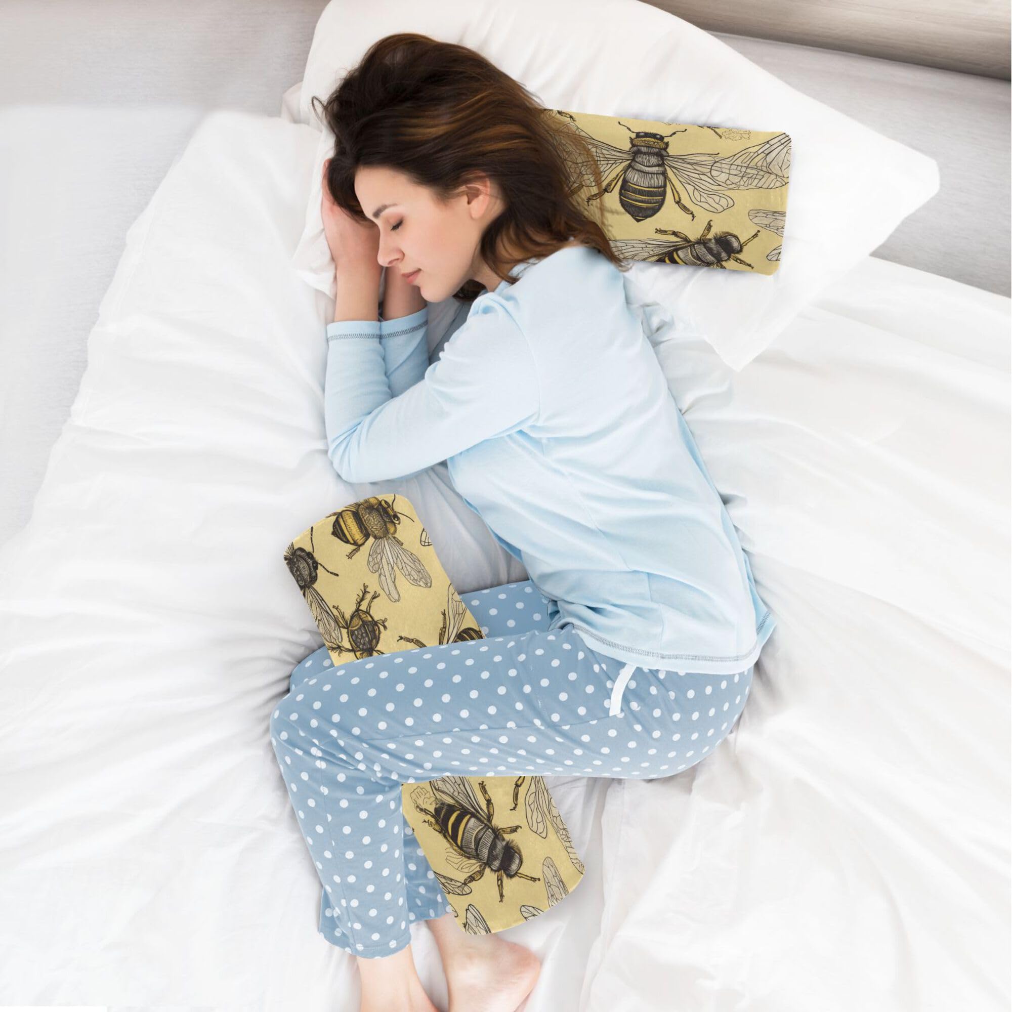 Nackenrolle, feste Nackenrolle, langes rundes Kissen für Bett, Zylinder, dekoratives Kissen mit Nackenstütze, gelbes Bienenmuster Küche, Haushalt & Wohnen