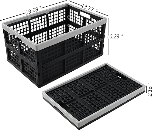 Miniatura 2 de Qqbine Caja de plástico apilable grande de 43 litros caja de almacenamiento plegable 2 paquetes