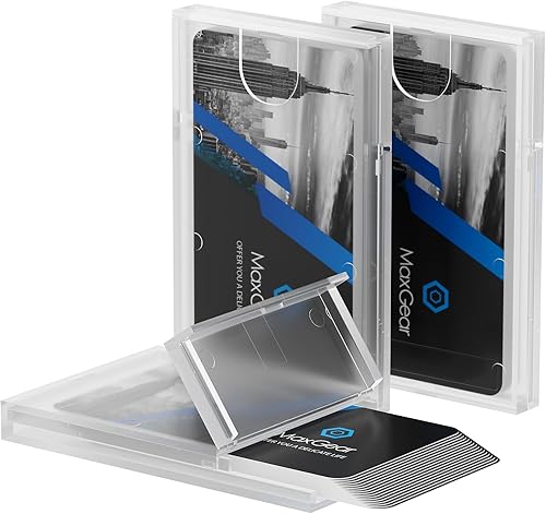 Miniatura 1 de MaxGear Paquete de 3 tarjeteros de plástico para tarjetas de visita, funda transparente para tarjetas de crédito profesional delgado para tarjetas