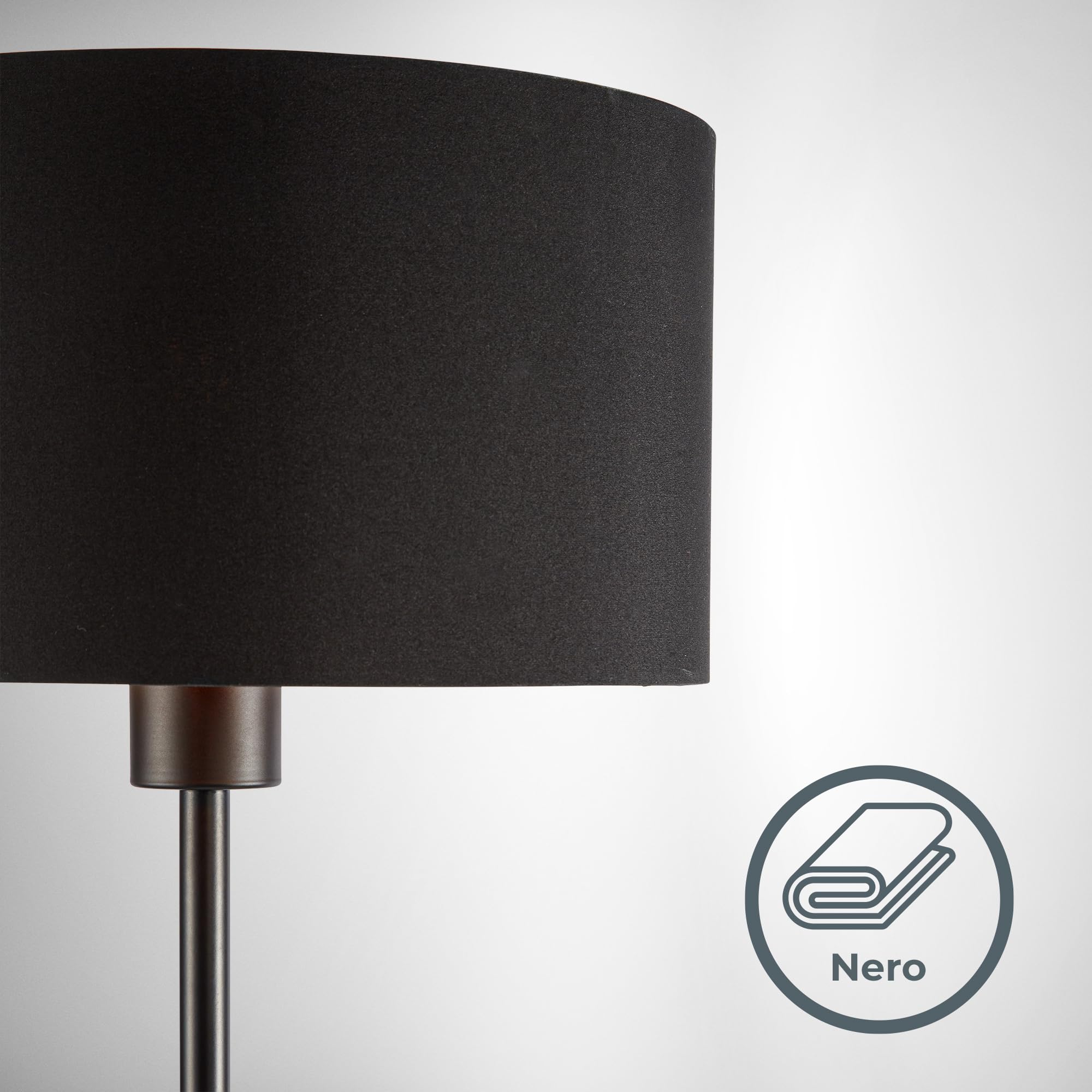 B.K.Licht - Lampada da terra vintage con interruttore a pedale, paralume in tessuto, attacco E27, max. 40 watt, piantana lampada da terra, lampada da terra salotto, 30 x 141,5 cm, nero-oro