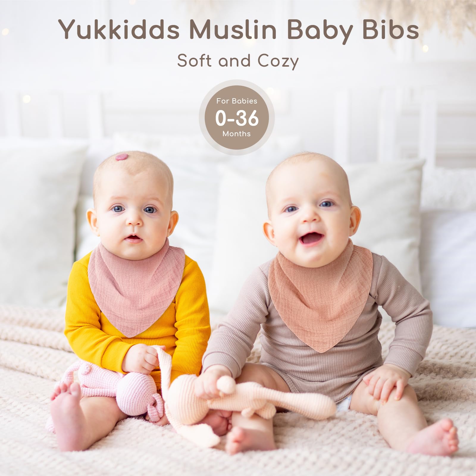 Yukkidds Baby Bibs 100% Muslin Cotton Dribble Bibs Soft and Absorbent for Newborn Toddler from 0-36 months 6 Pack Pink Floral - Image 2