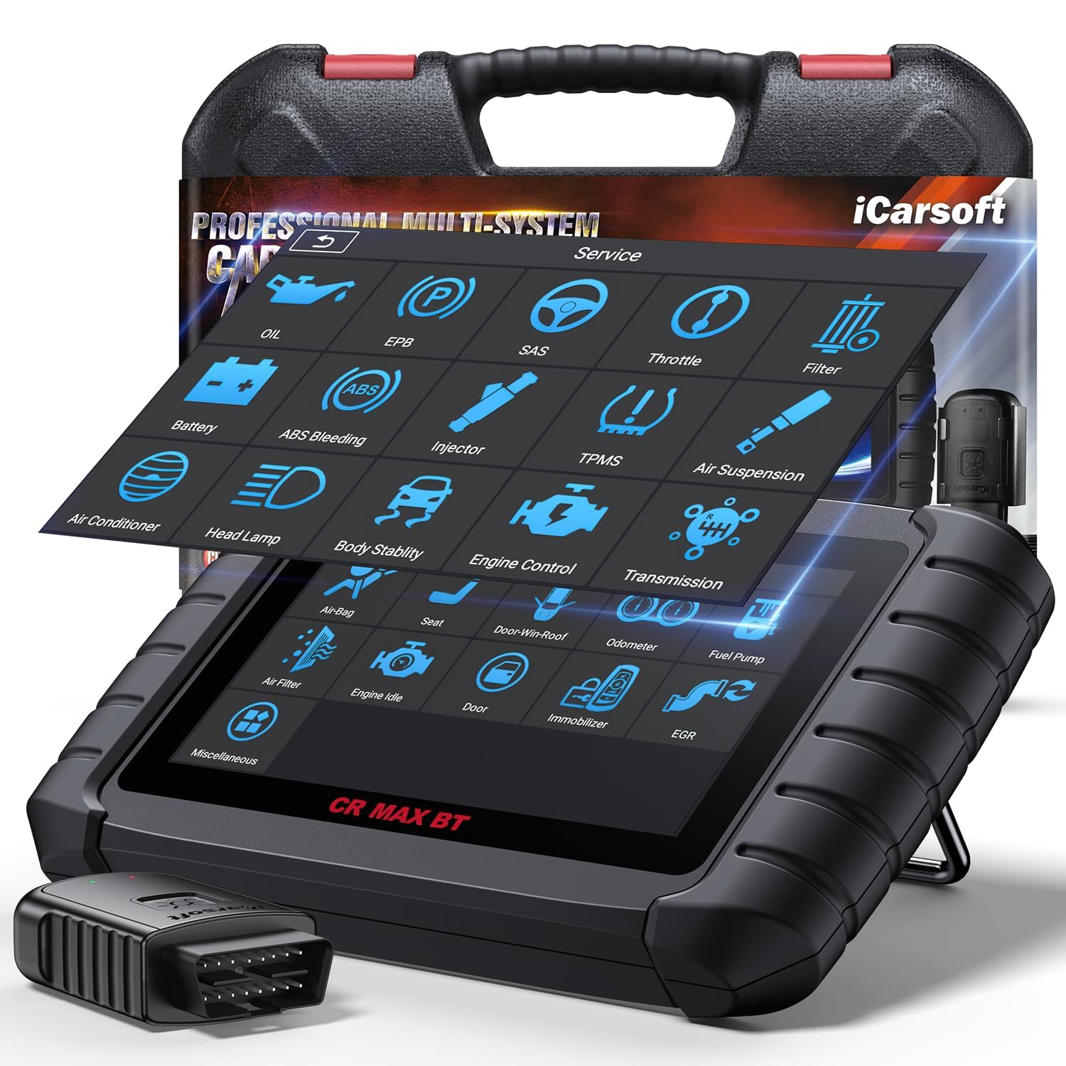 iCarsoft CR Max BT Bluetooth OBD2 Scanner, All System Car Diagnostic Tool, 49 Reset+Extra 38 Service, Bidirectional Control, CANFD, Auto VIN, 4-in-1 Live Graph, Lifetime Update