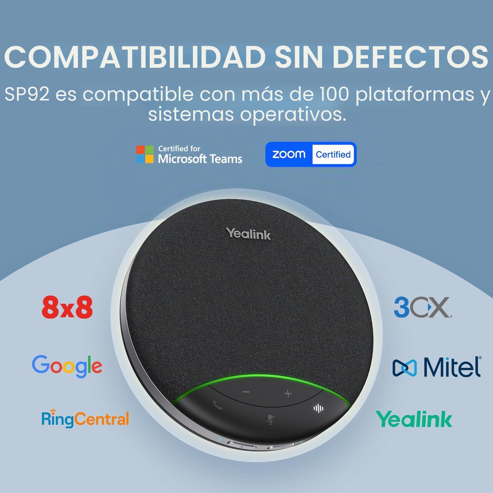 Yealink SP92 Altavoz y micrófono para conferencias de oficina, altavoz Bluetooth portátil con USB, micrófono con cancelación de ruido AI, 20 horas de llamada, para pequeñas salas de reuniones