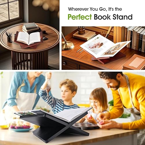 Miniatura 6 de Soporte para libros de madera para lectura, soporte de exhibición de libros de ángulo de 15 para libros de cocina, libros de texto, partituras y