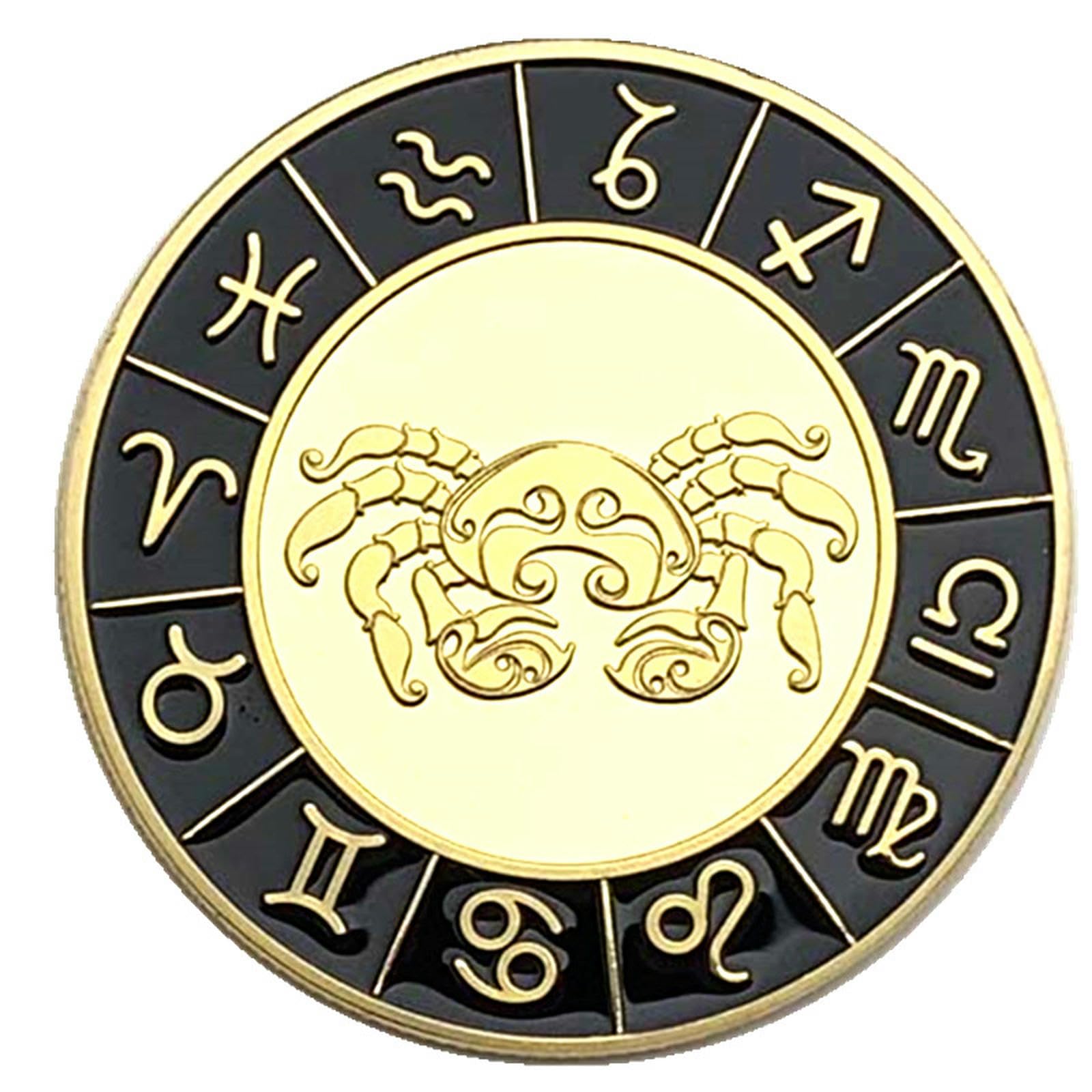 Signos del Zodíaco Color Diamante Chapado en Oro Moneda Conmemorativa Colección de Artesanías de Monedas - 12 Piezas combinación