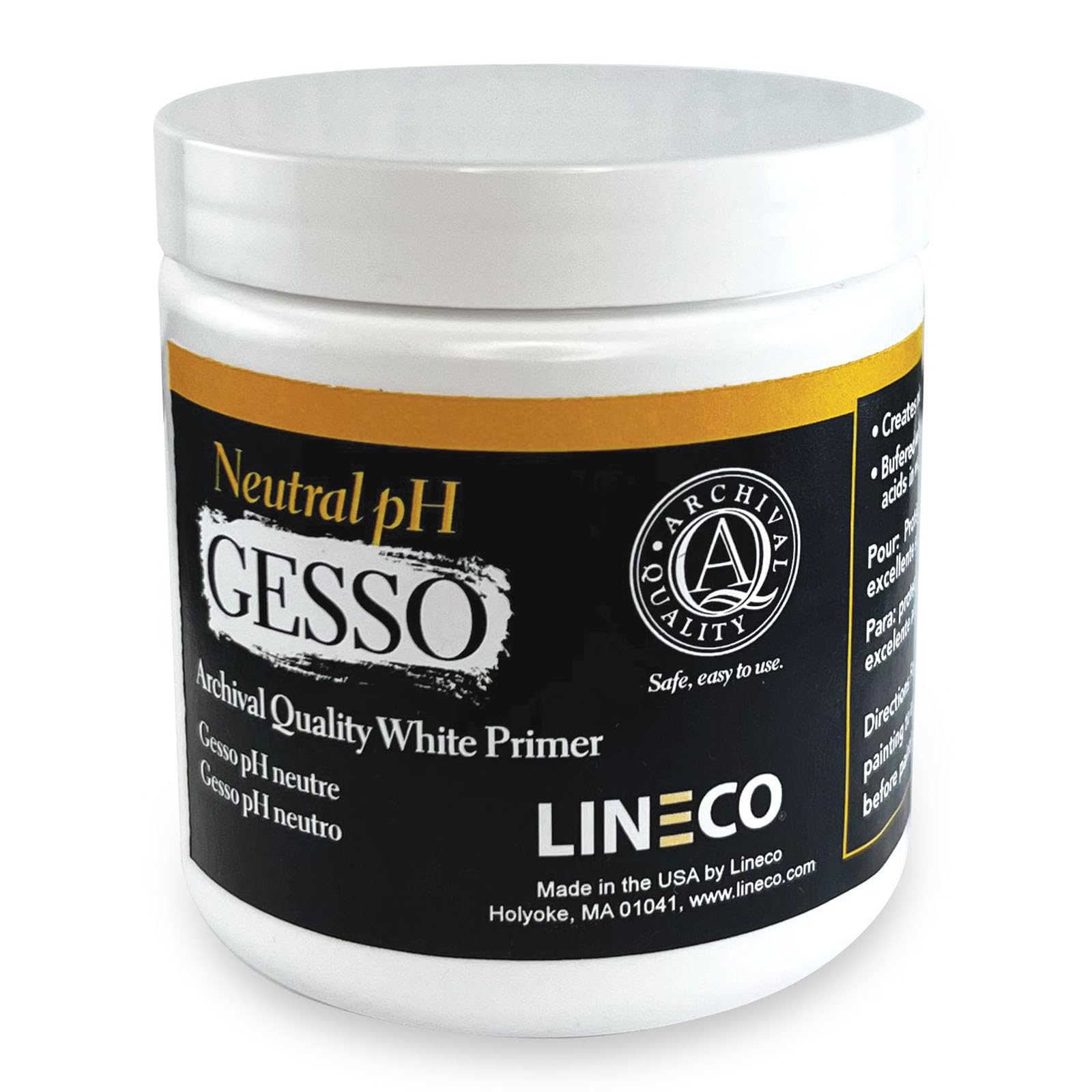 Lineco, Neutral PH Gesso Primer, Surface Preparation, Acid-Free White Priming, Suitable for Acrylic and Oil Paint, Color Pencils And GraPHite, Sealer for Paper, Wood, 8 Oz (238 Ml)